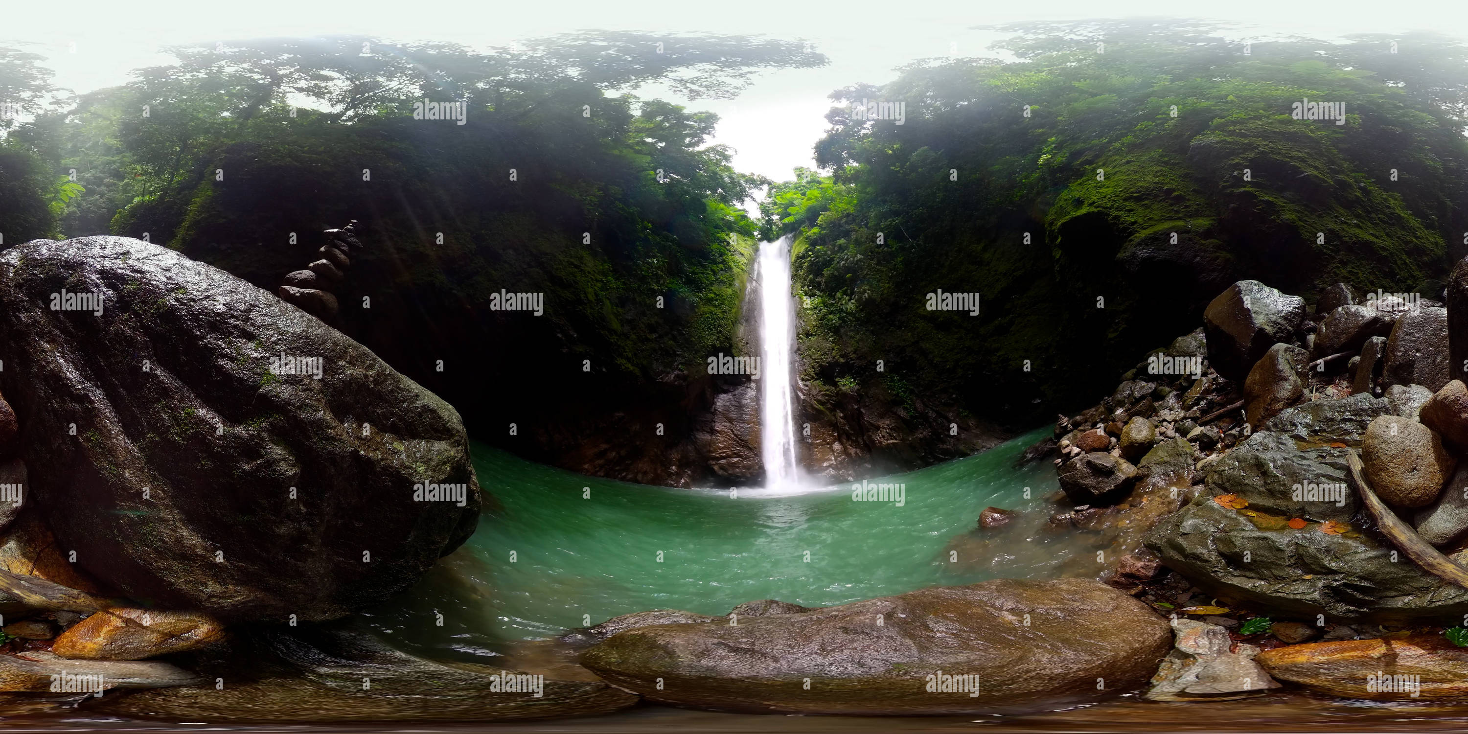 360 degree panoramic view of Casaroro Falls. Negros, Philippines.