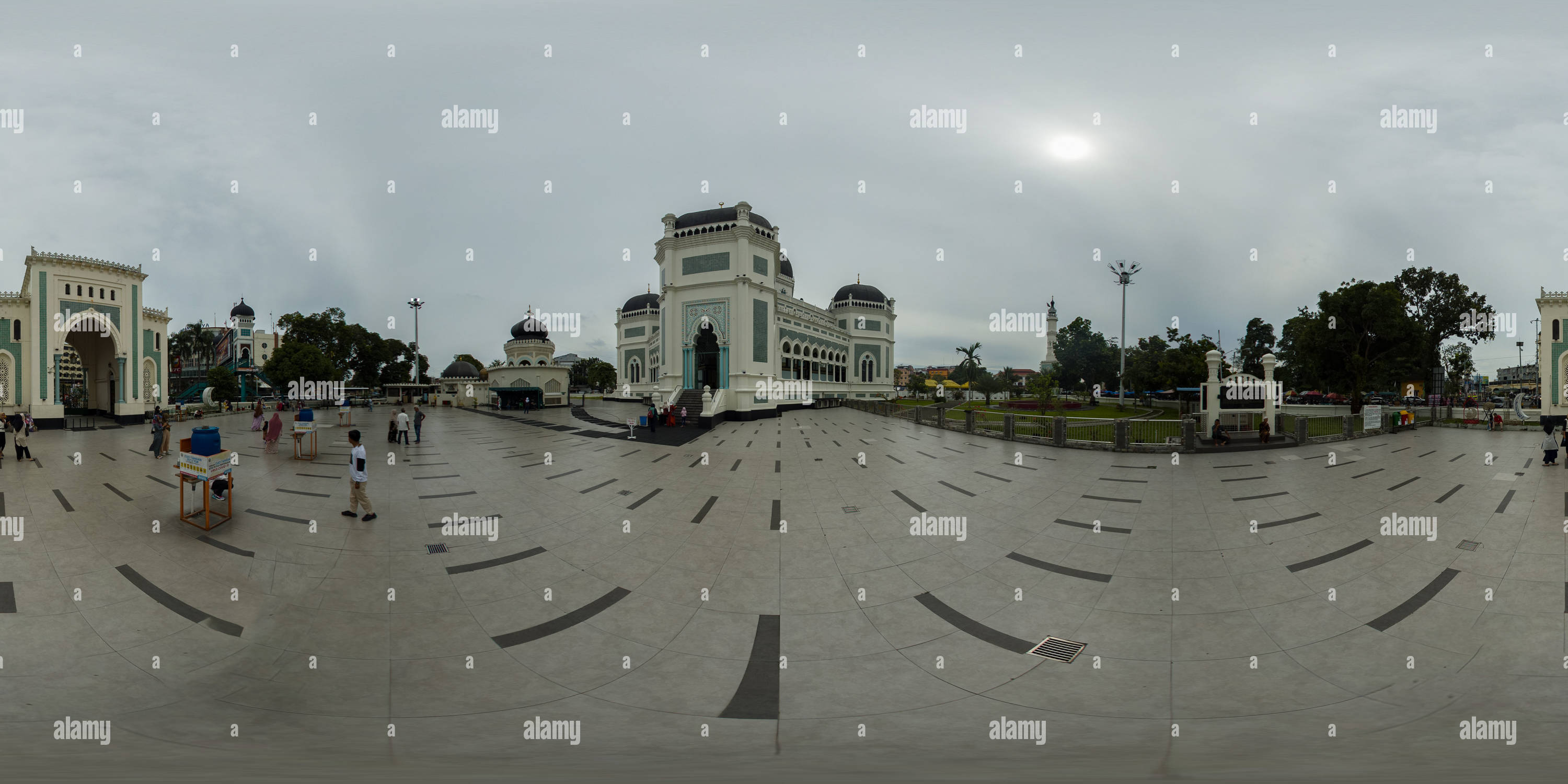 360 degree panoramic view of Mosque in Medan city, Indonesia. 360VR.