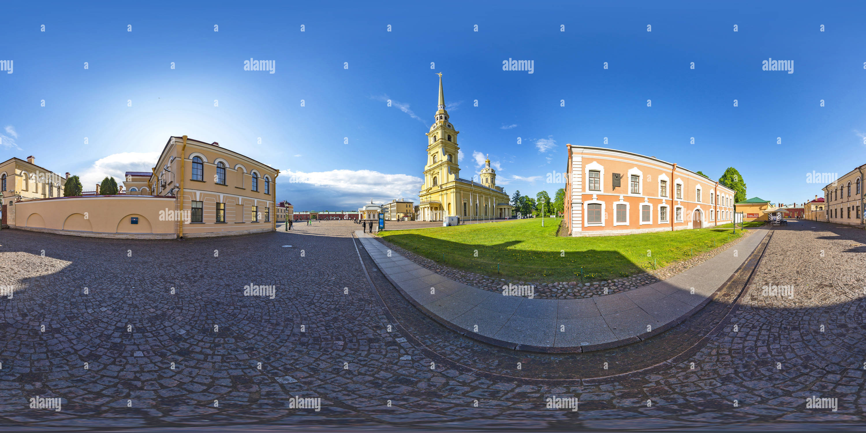 360 degree panoramic view of Saint Petersburg. Peter and Paul Cathedral.