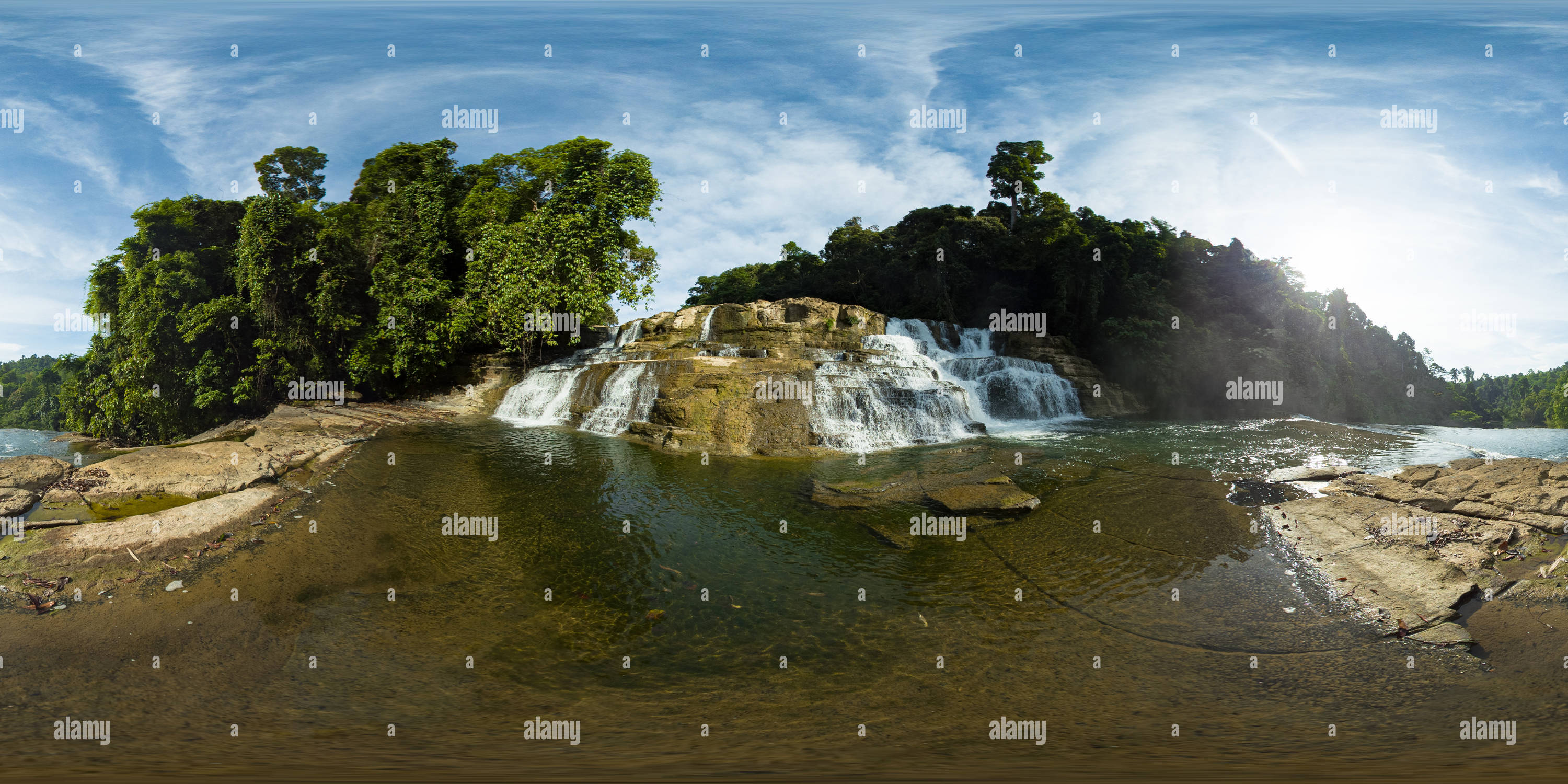 360 degree panoramic view of Tinuy-an Falls in Bislig, Surigao del Sur. Philippines. Virtual Reality 360.