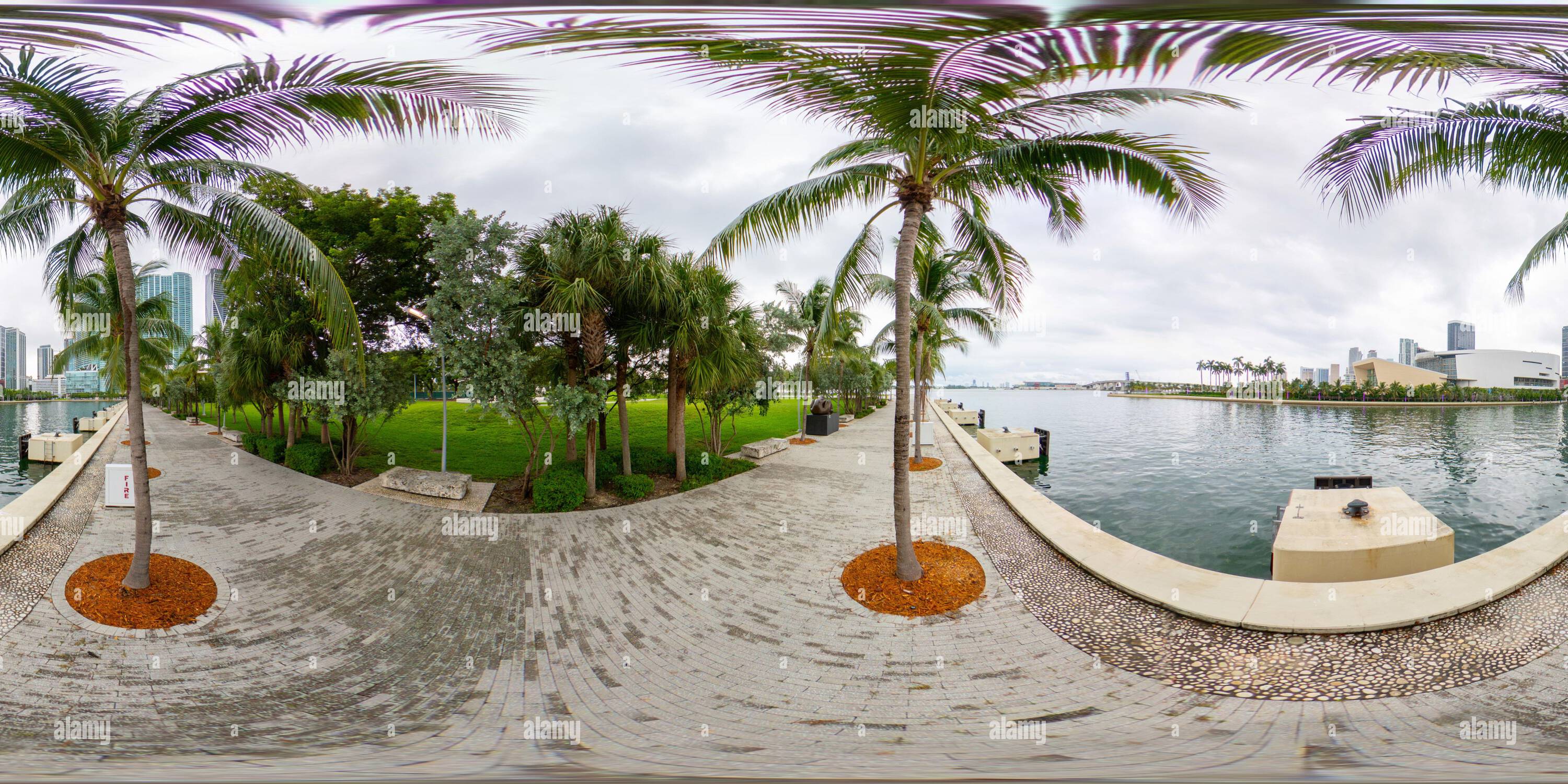 360° view of 360 equirectangular photo Museum Park Downtown Miami - Alamy