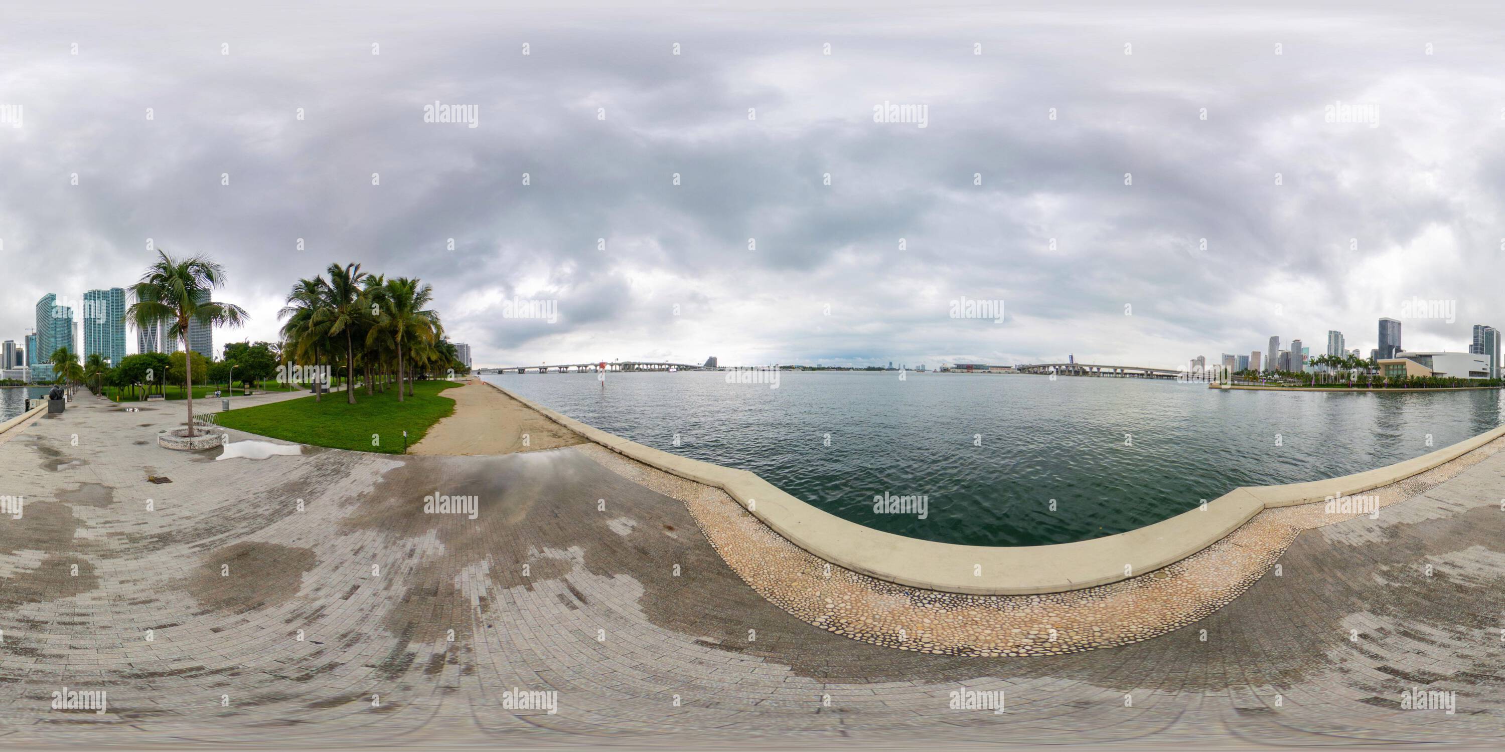 360° view of 360 equirectangular photo Museum Park Downtown Miami - Alamy