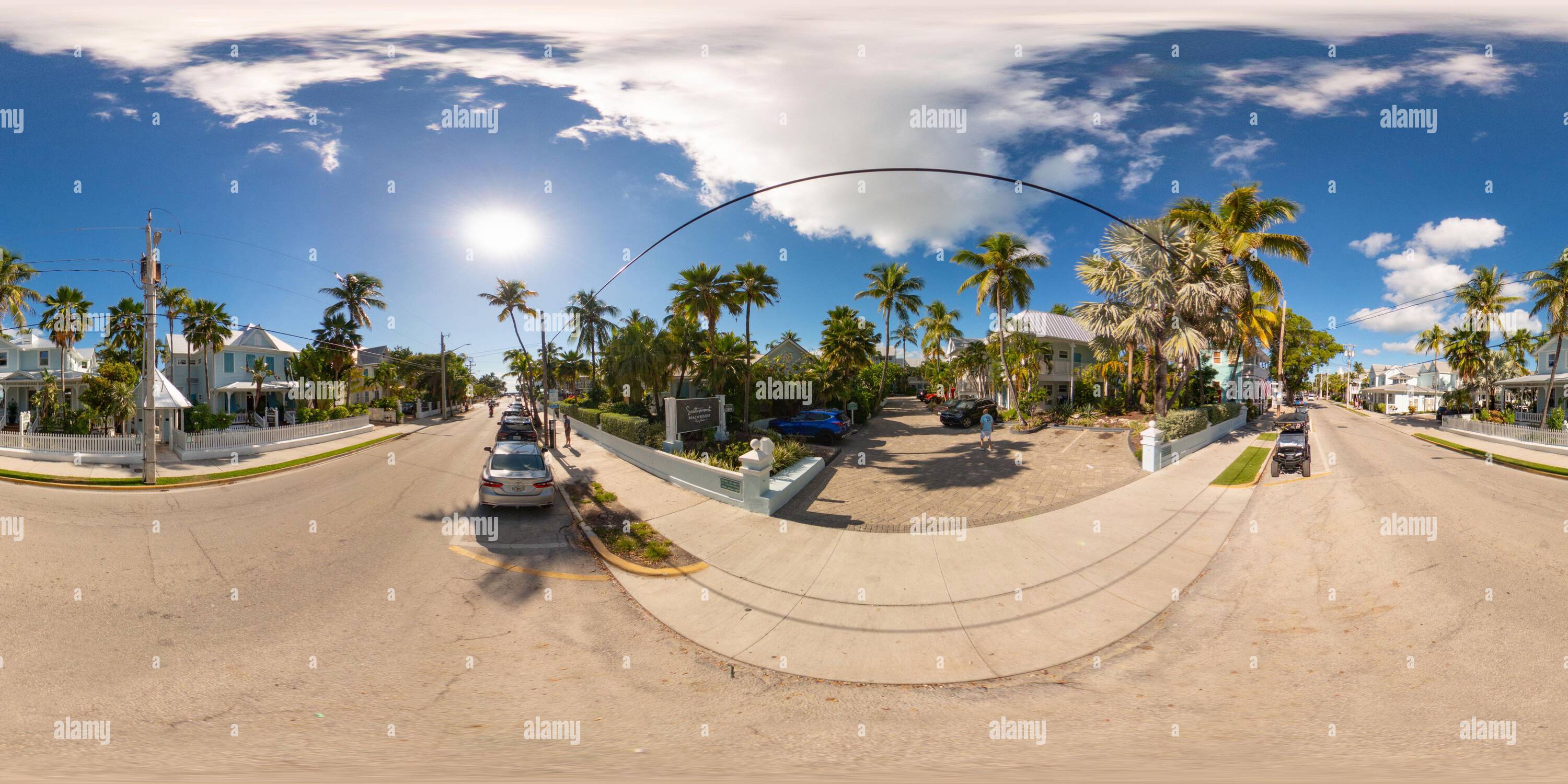 360° view of Key West, FL, USA - October 21, 2023: Southernmost Beach