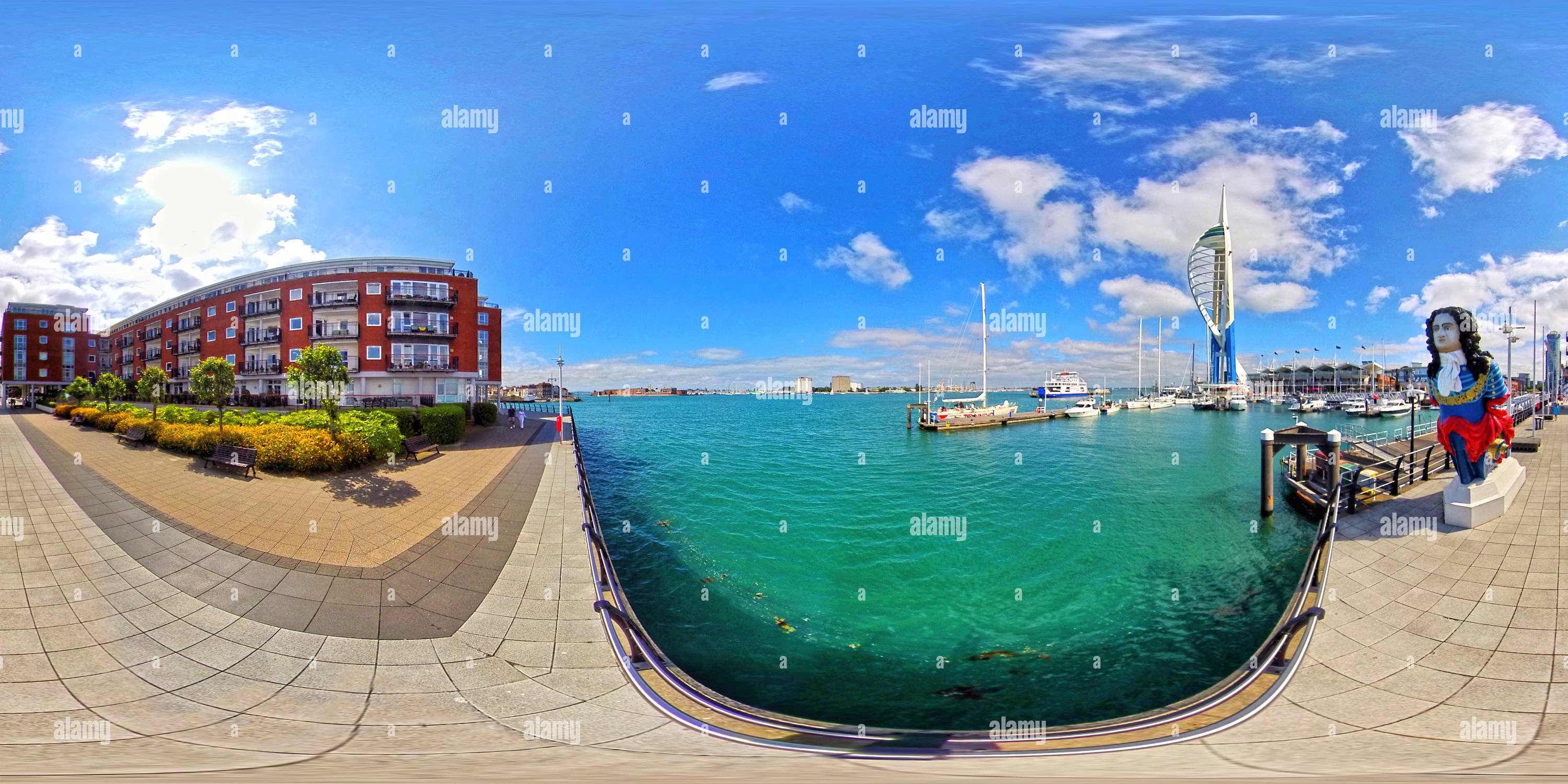 360° view of Gunwharfe Quays harbour Alamy