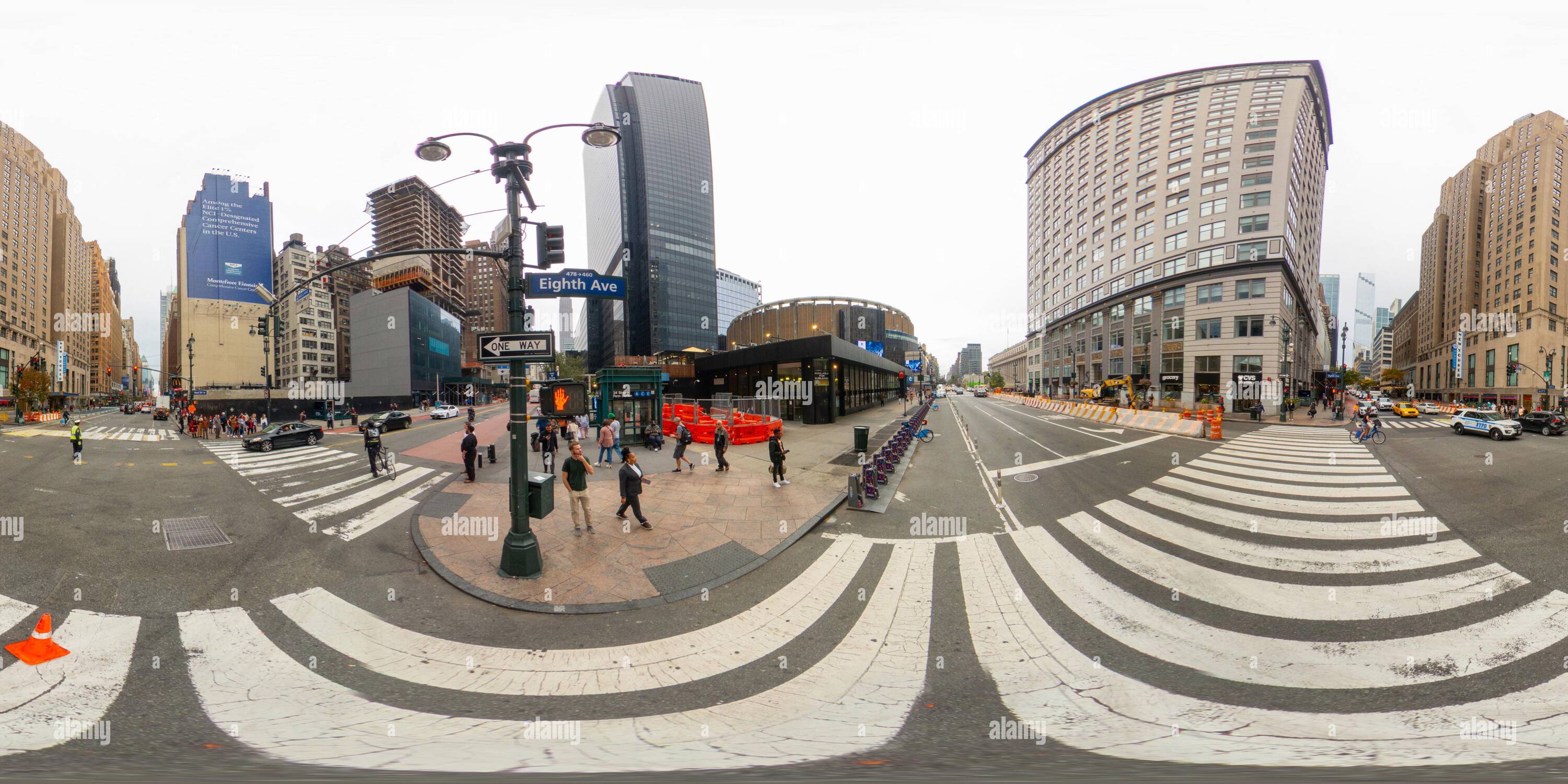 New York Ny Usa October 27 2023 New York 360 Panorama 8th Avenue Intersection 360 Vr Equirectangular Photo 2T4W2EH 