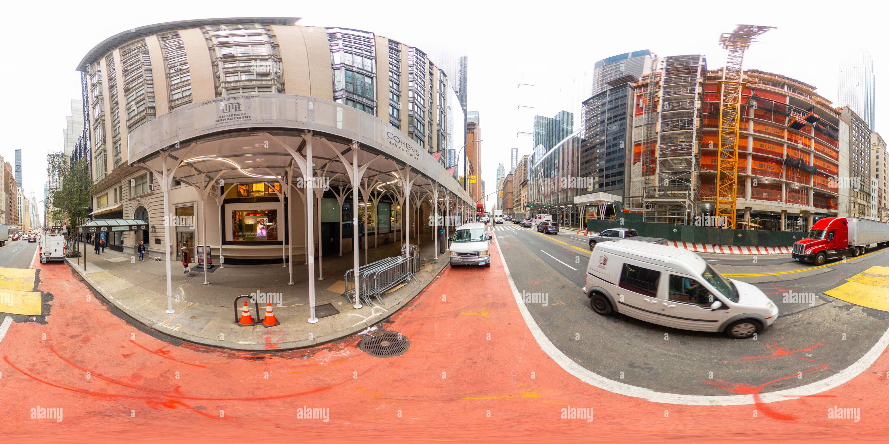 360 degree panoramic view of New York, NY, USA - October 27, 2023: Cohens Fashion Optical store New York. 360 panorama VR equirectangular photo