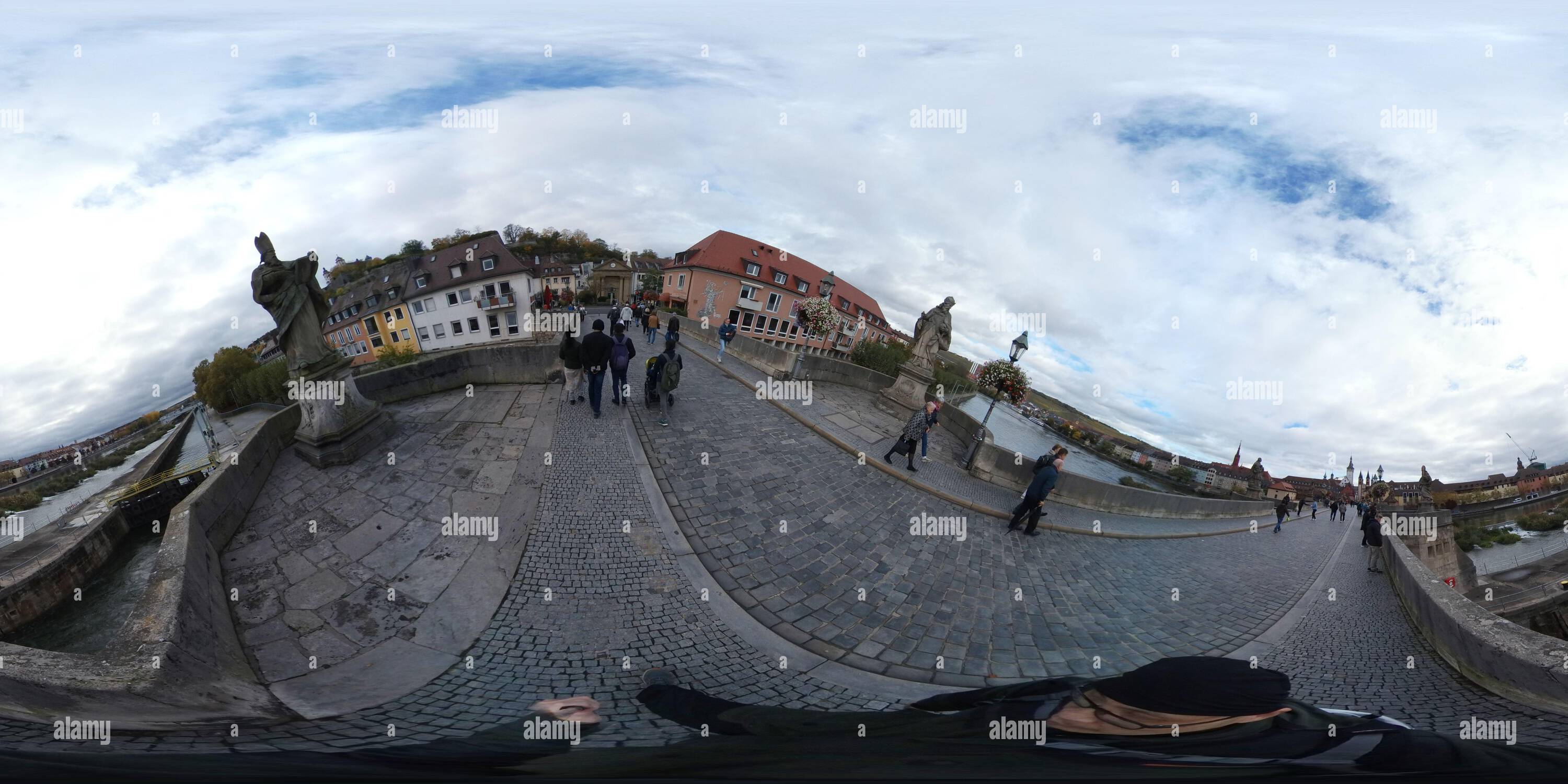 360° view of Germany Wurzburg old main bridge is the city's oldest ...
