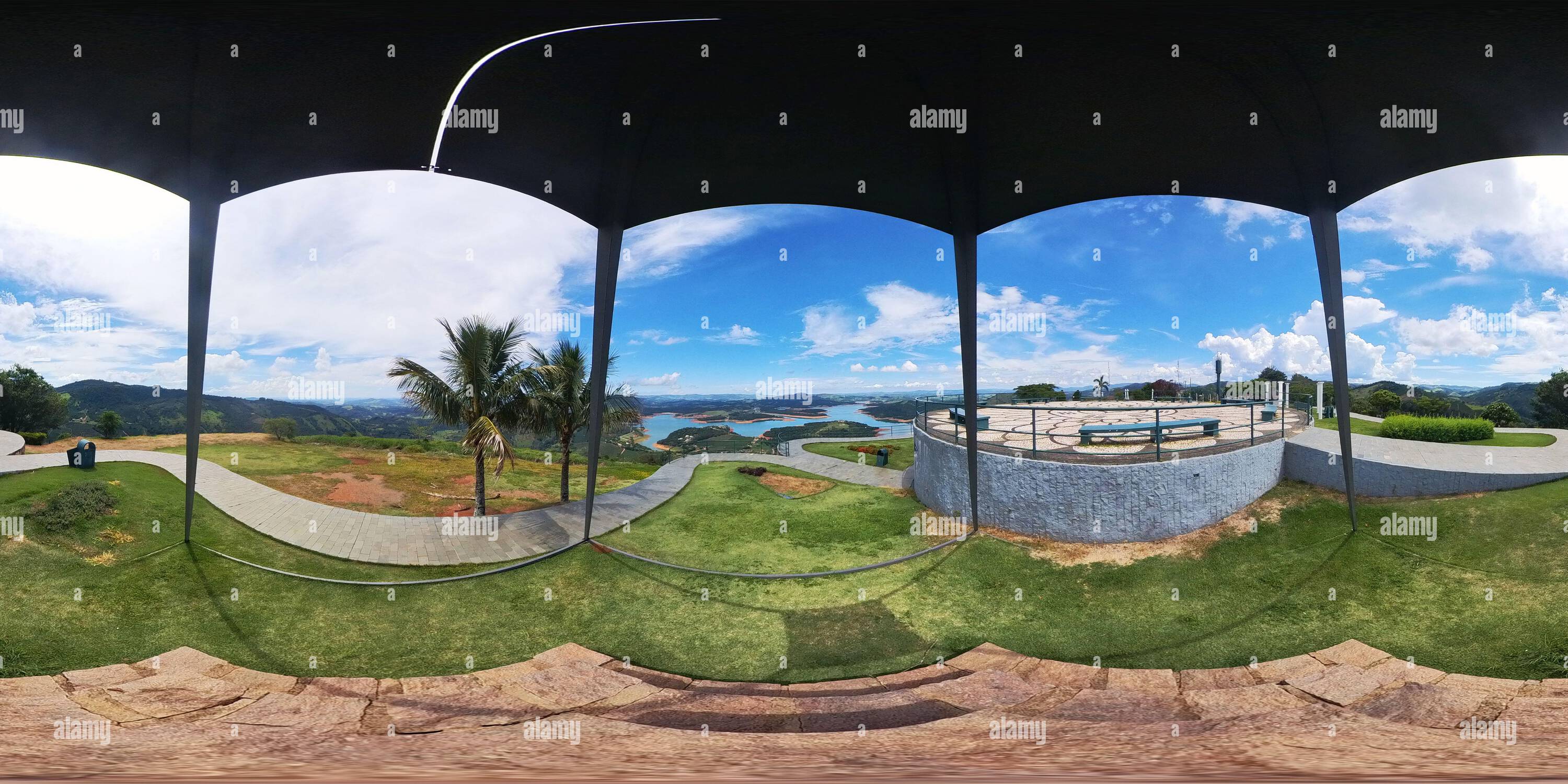 360 degree panoramic view of Caconde, SP, Brazil, December 06, 2023, Viewpoint with views of the mountains and Rio Pardo