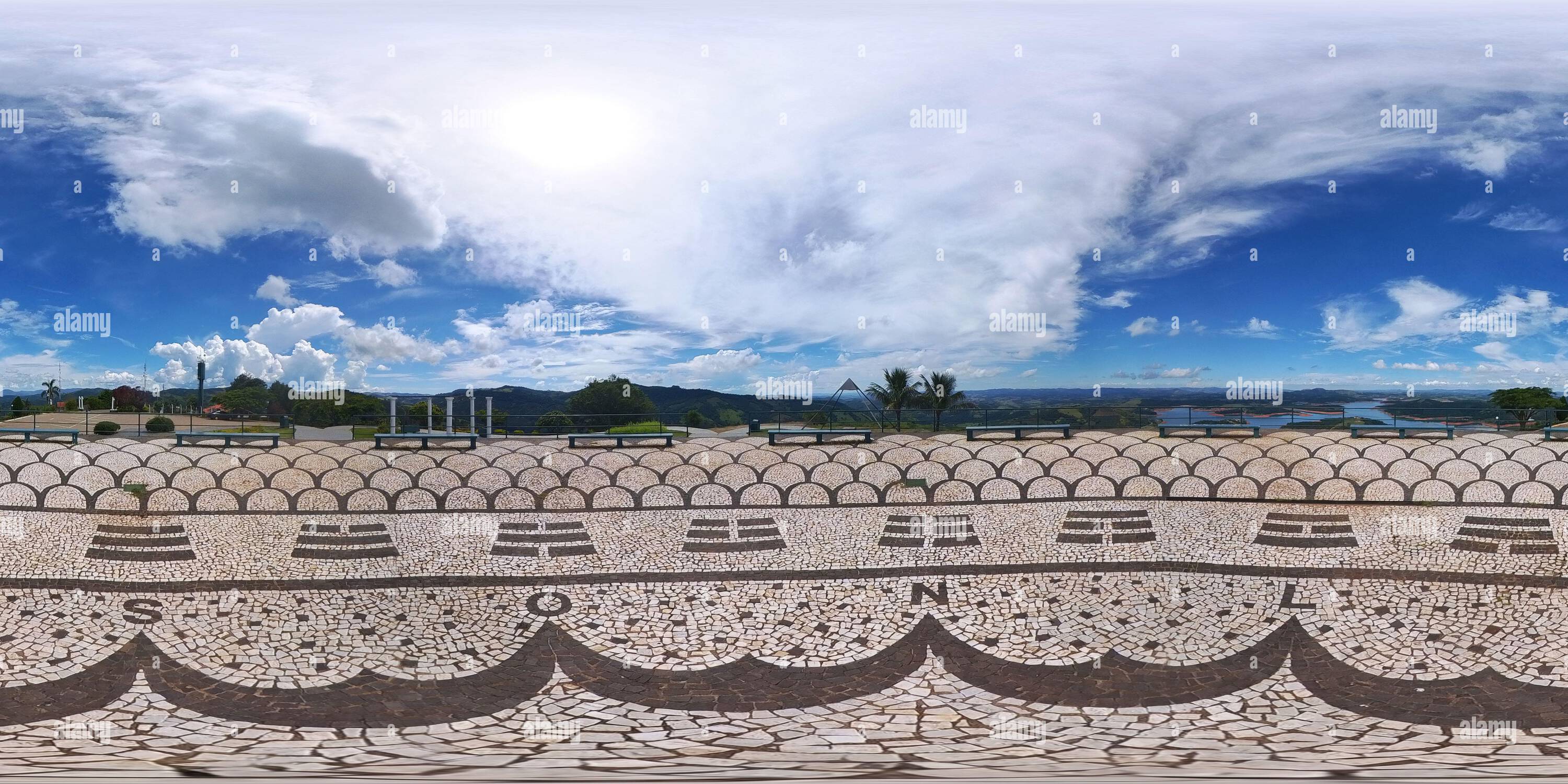 360 degree panoramic view of Caconde, SP, Brazil, December 06, 2023, Viewpoint with views of the mountains and Rio Pardo