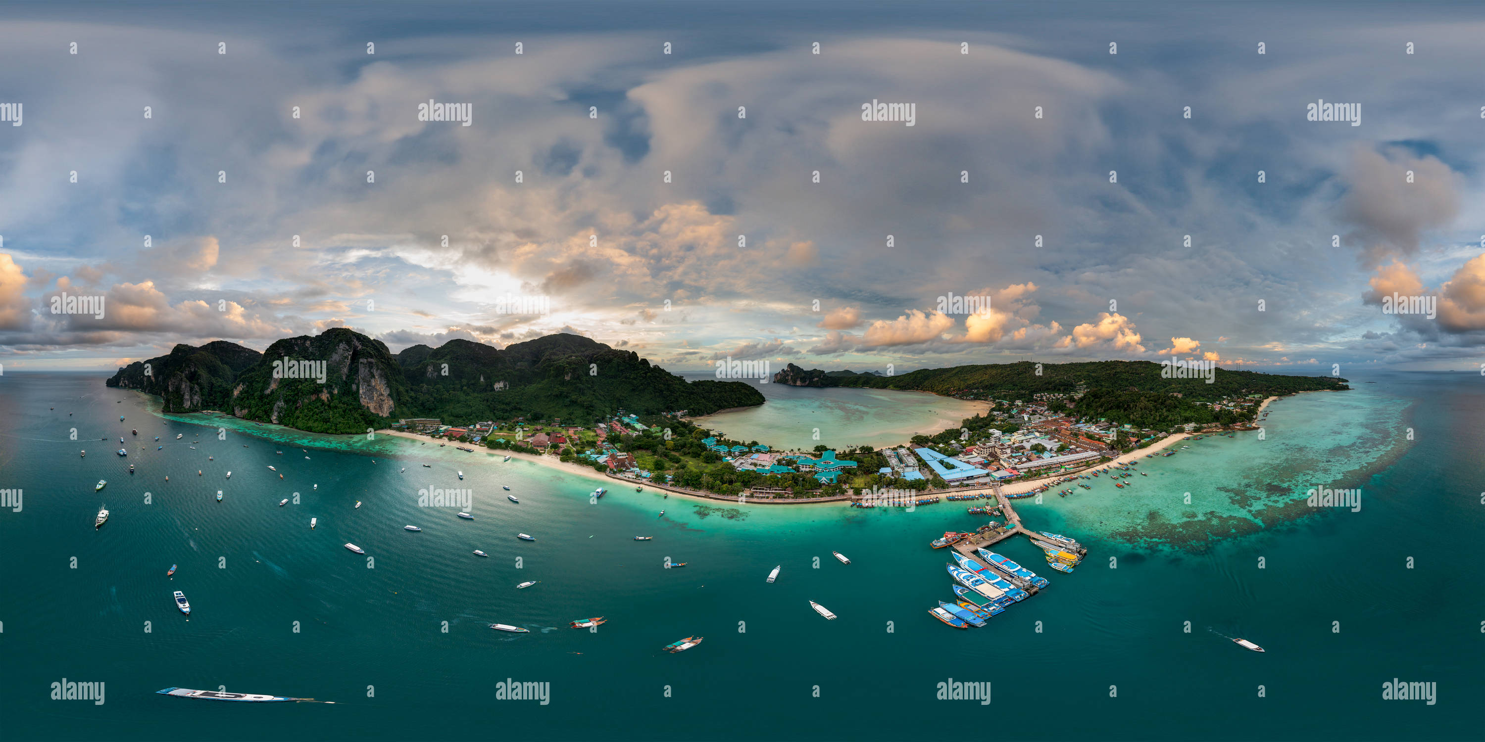 360&deg; view of Serenity Unveiled: Phi Phi Island's Tranquil Sunset