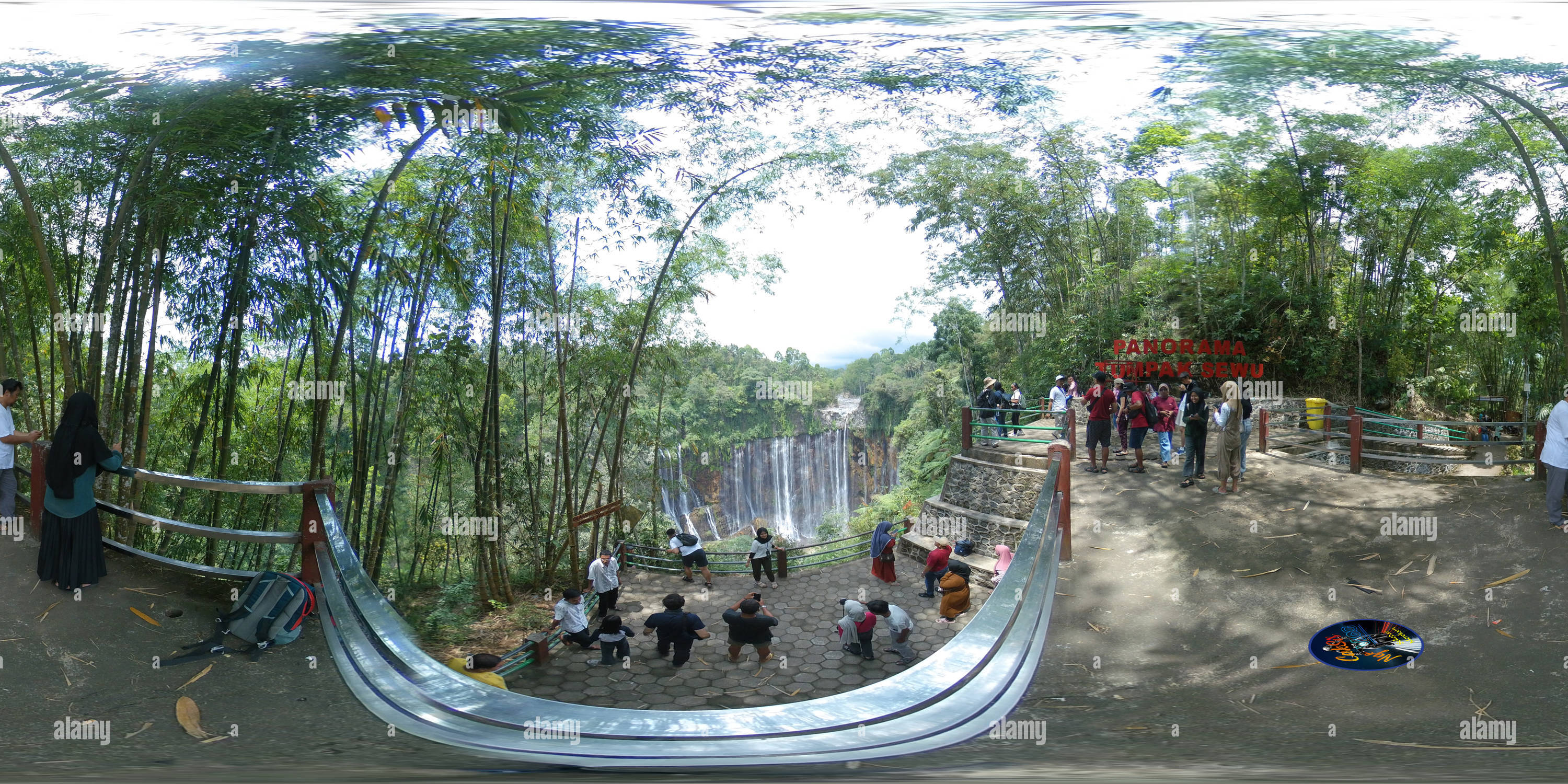 360 degree panoramic view of Tumpak Sewu Waterfall