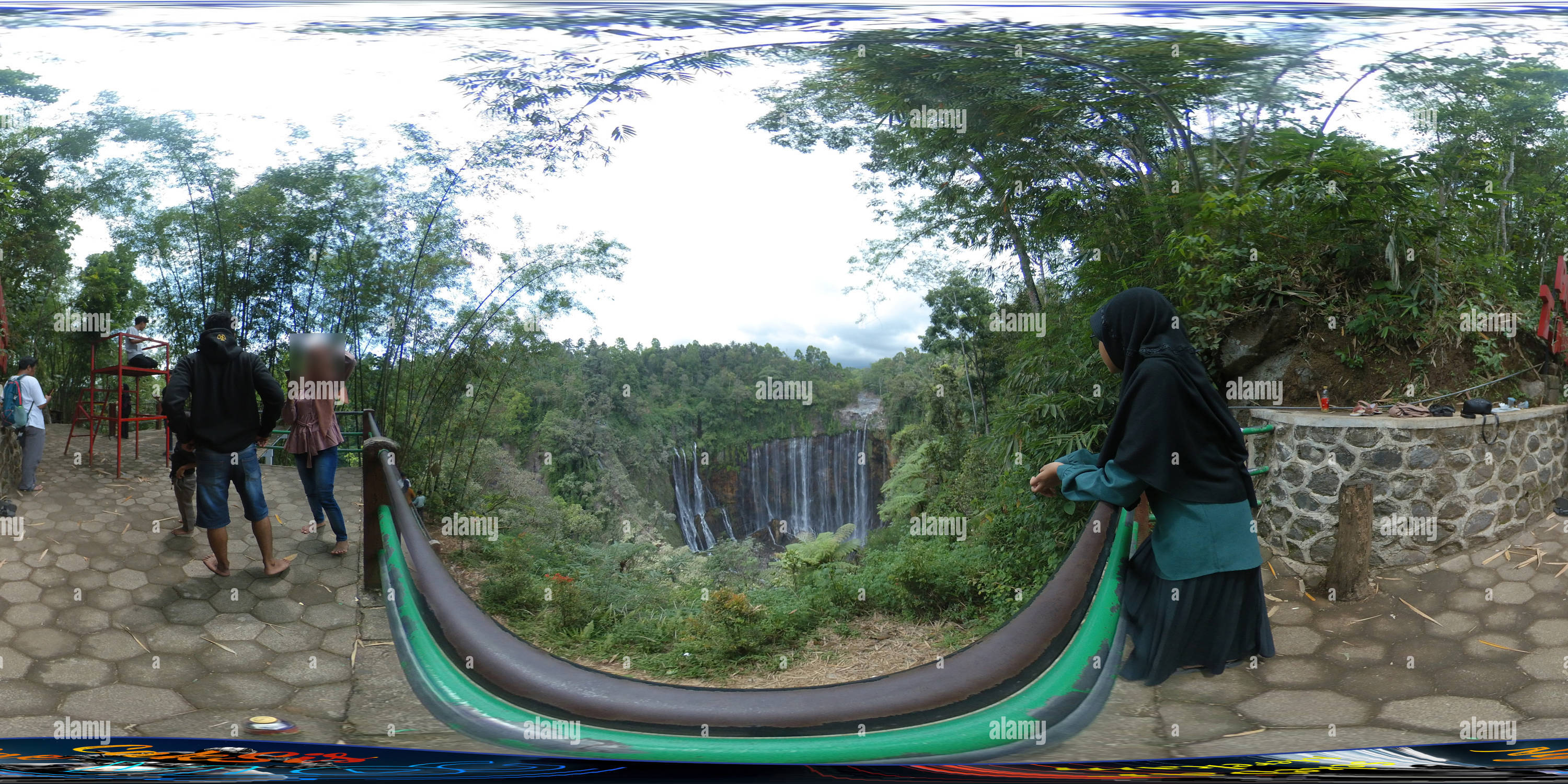 360 degree panoramic view of Tumpak Sewu Waterfall