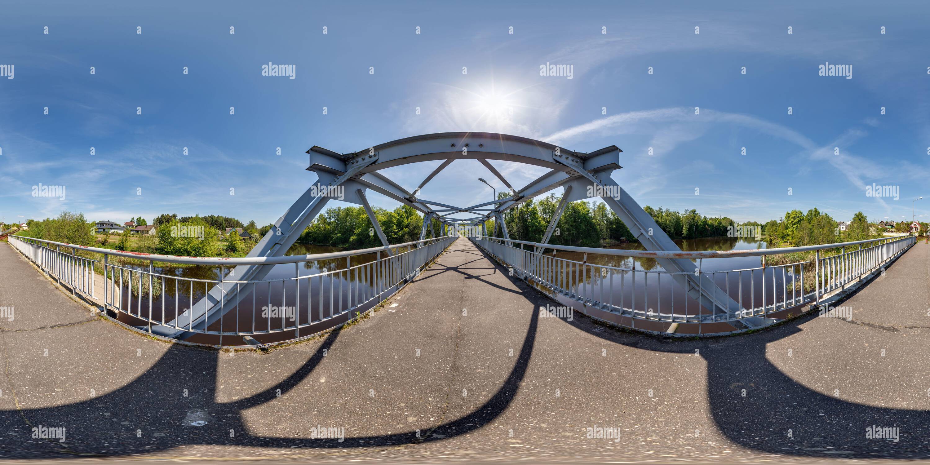 360° view of full seamless spherical 360 hdri panorama on iron steel ...