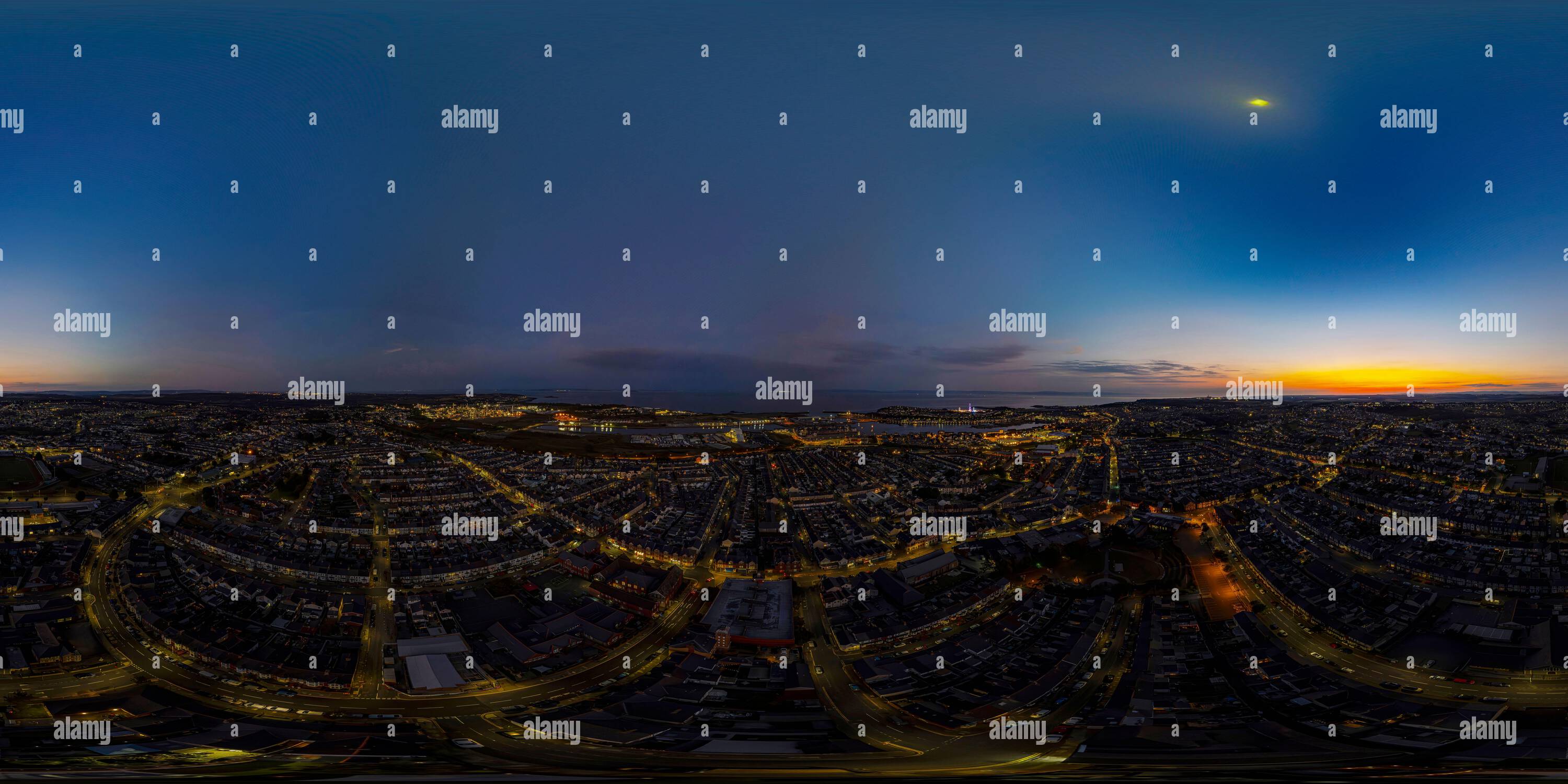 360 degree panoramic view of Aerial 360 panorama of Barry town in the Vale of Glamorgan, South Wales: Phillip Roberts