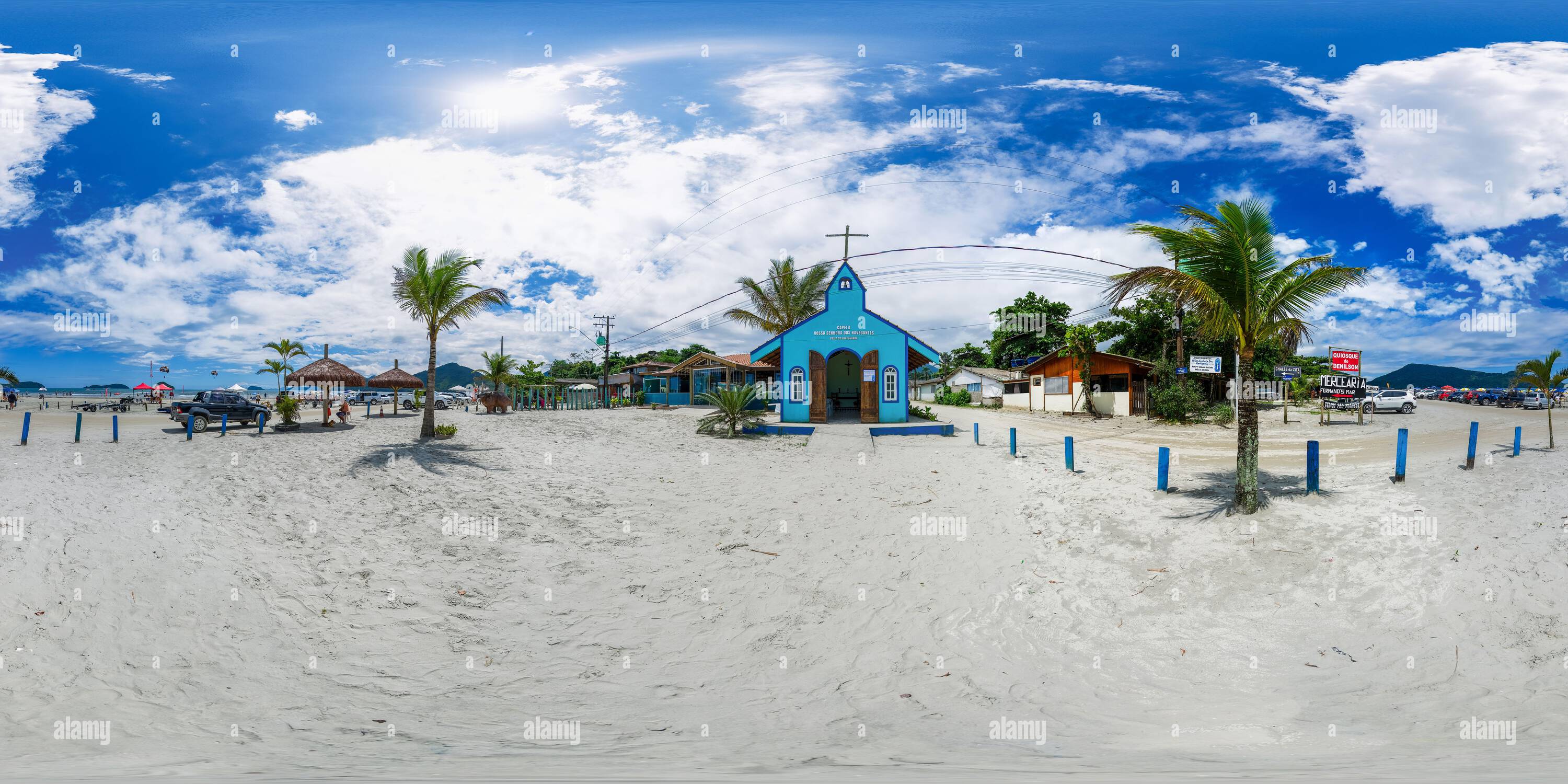 360 degree panoramic view of Ubatuba, Sao Paulo, Brazil - November 17, 2024 - Chapel Nossa Senhora dos Navegantes, Ubatumirim Beach