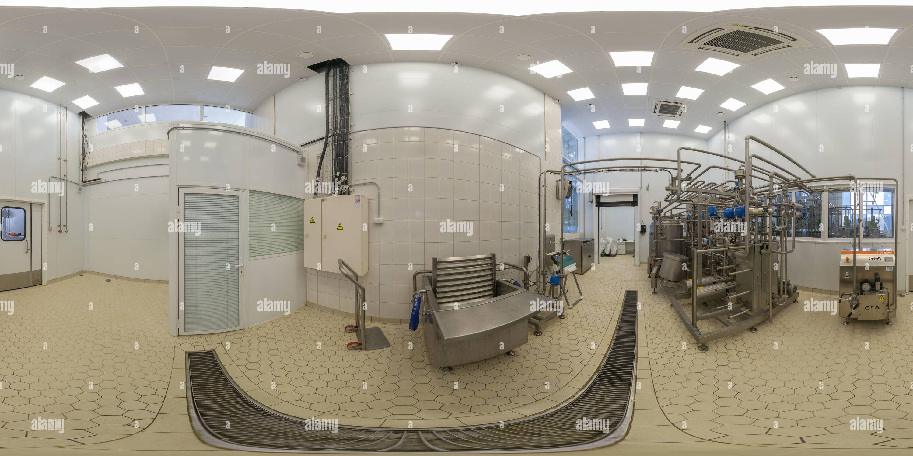 360 degree panoramic view of TULA, RUSSIA - FEBRUARY 11, 2013: Inside of food factory laboratory full spherical panorama in equirectangular projection 360 by 180 degrees