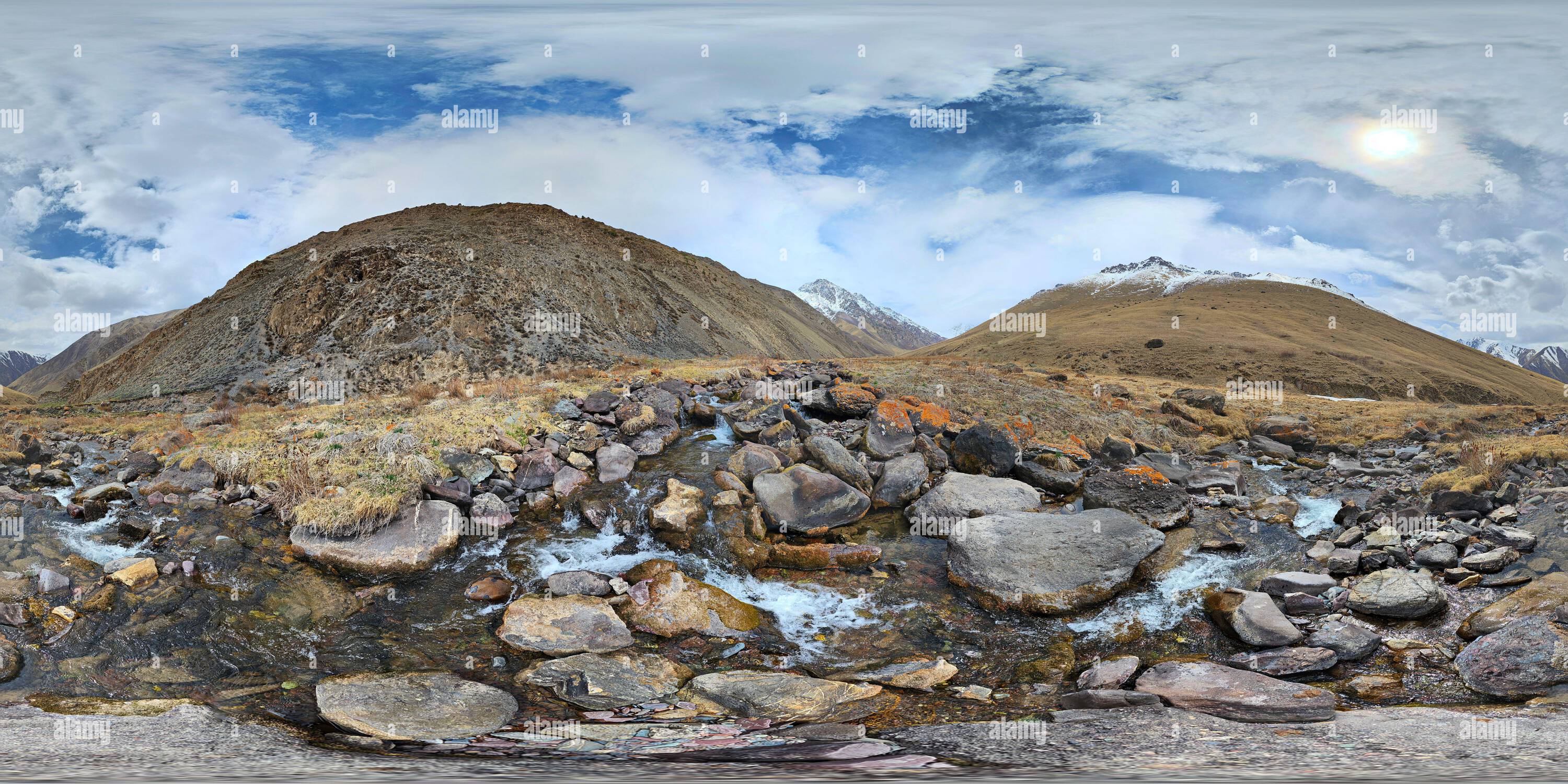 360° view of A 360 by 180 degrees equirectangular panorama of Mountain ...