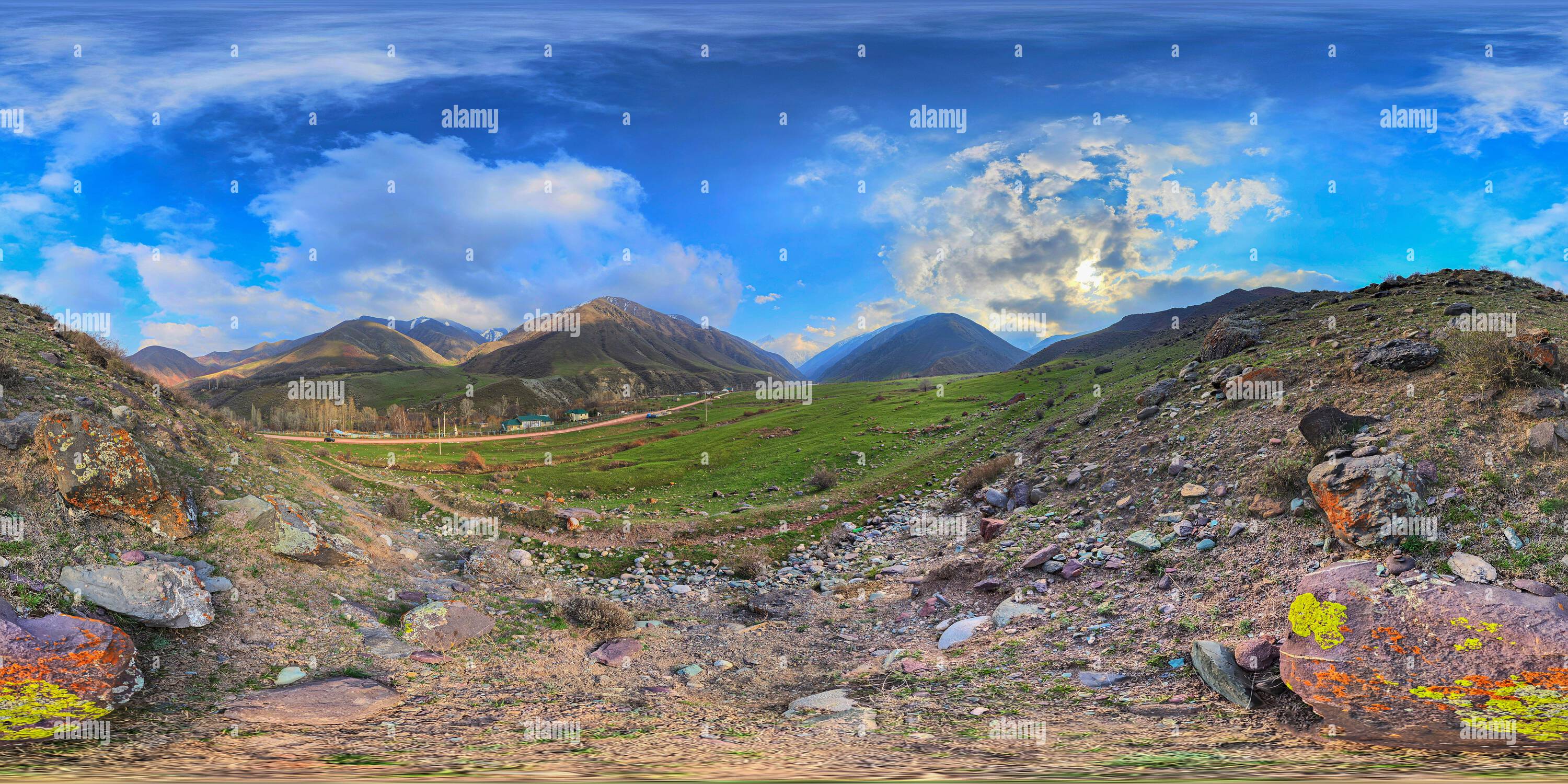 360° view of Full spherical 360 panorama of mountain landscape features ...