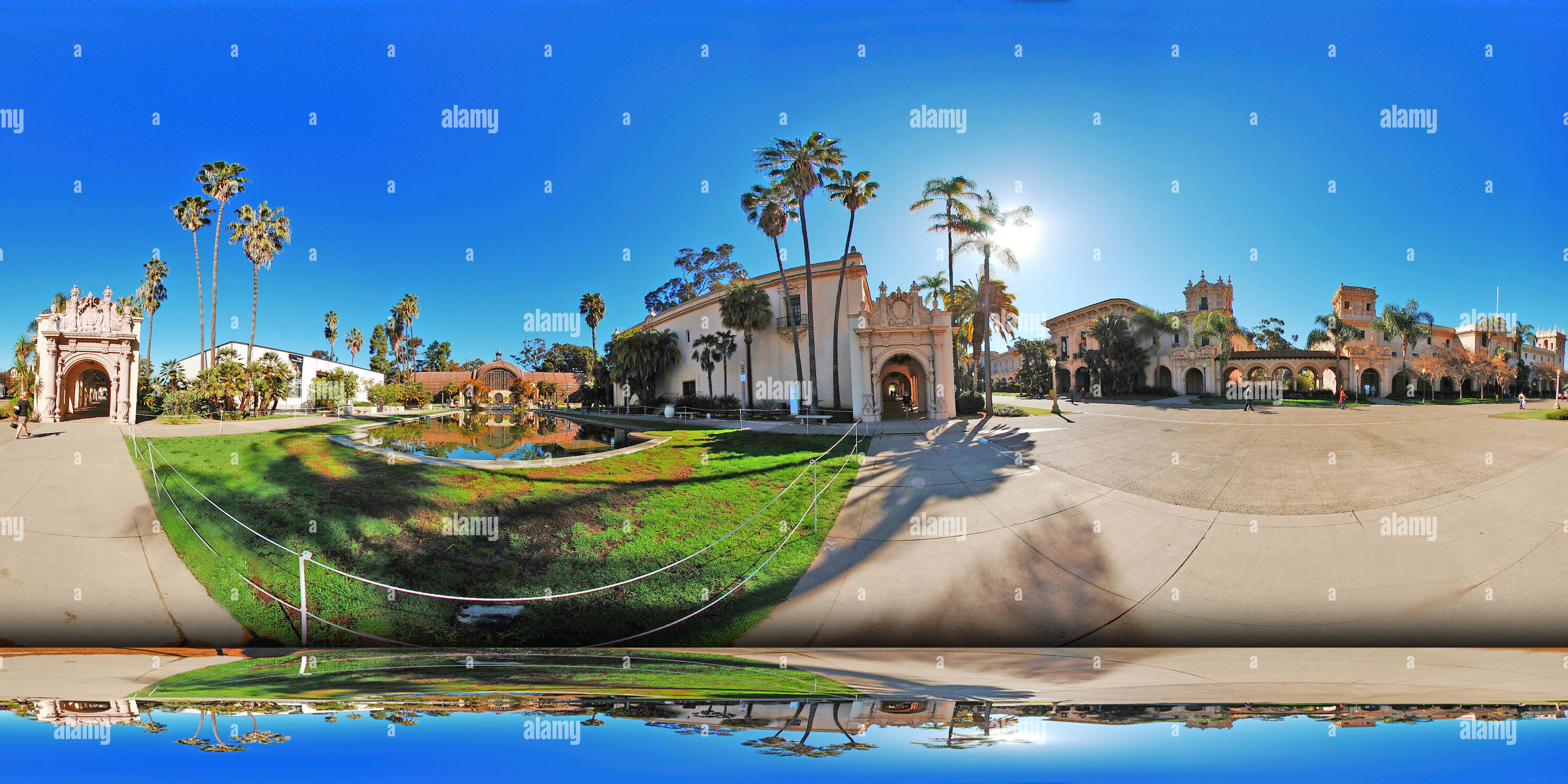 360 degree panoramic view of Balboa Park Lily Pond