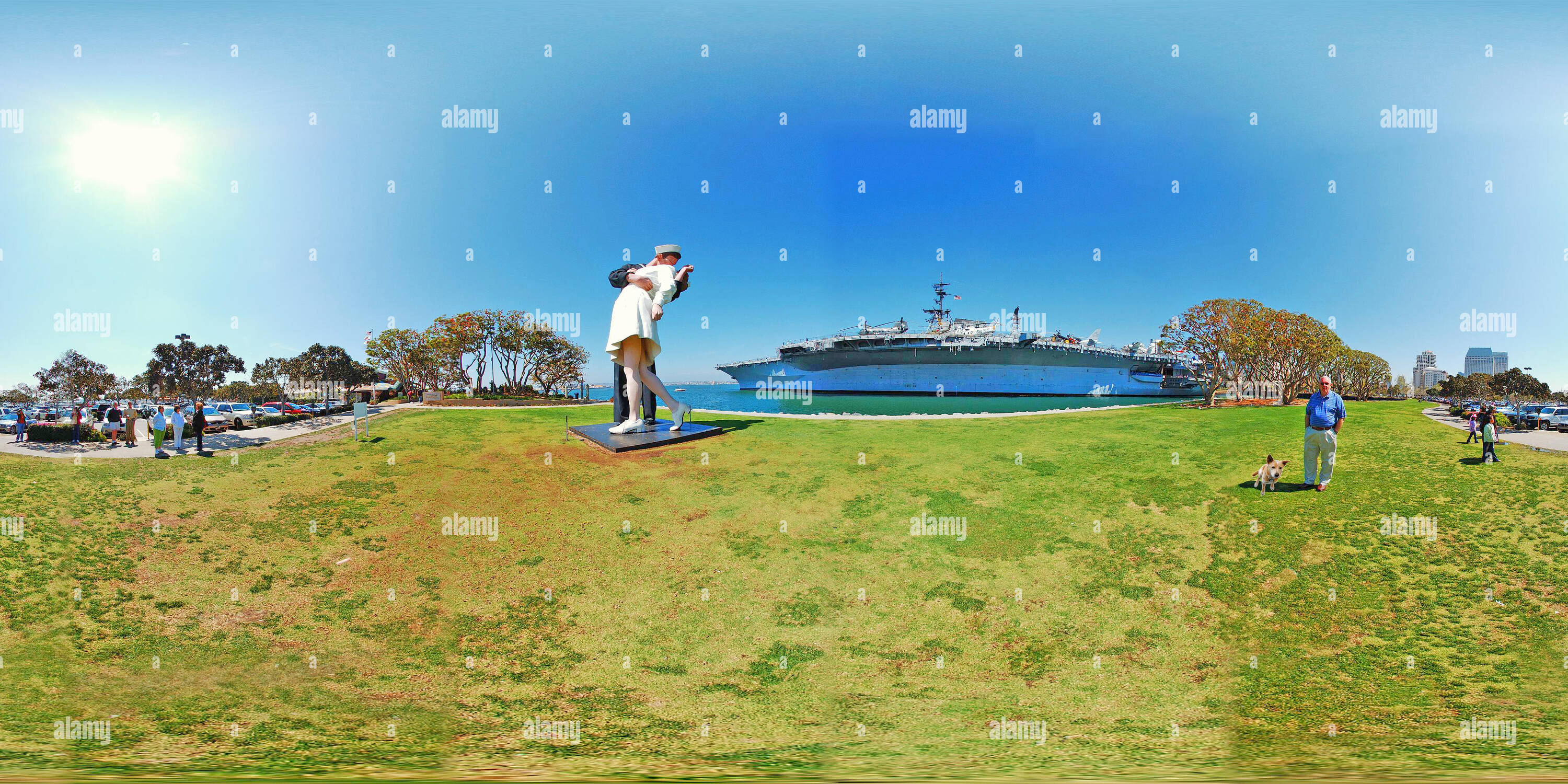 360° view of USS Midway Aircraft Carrier Museum Park, Kissing Couple