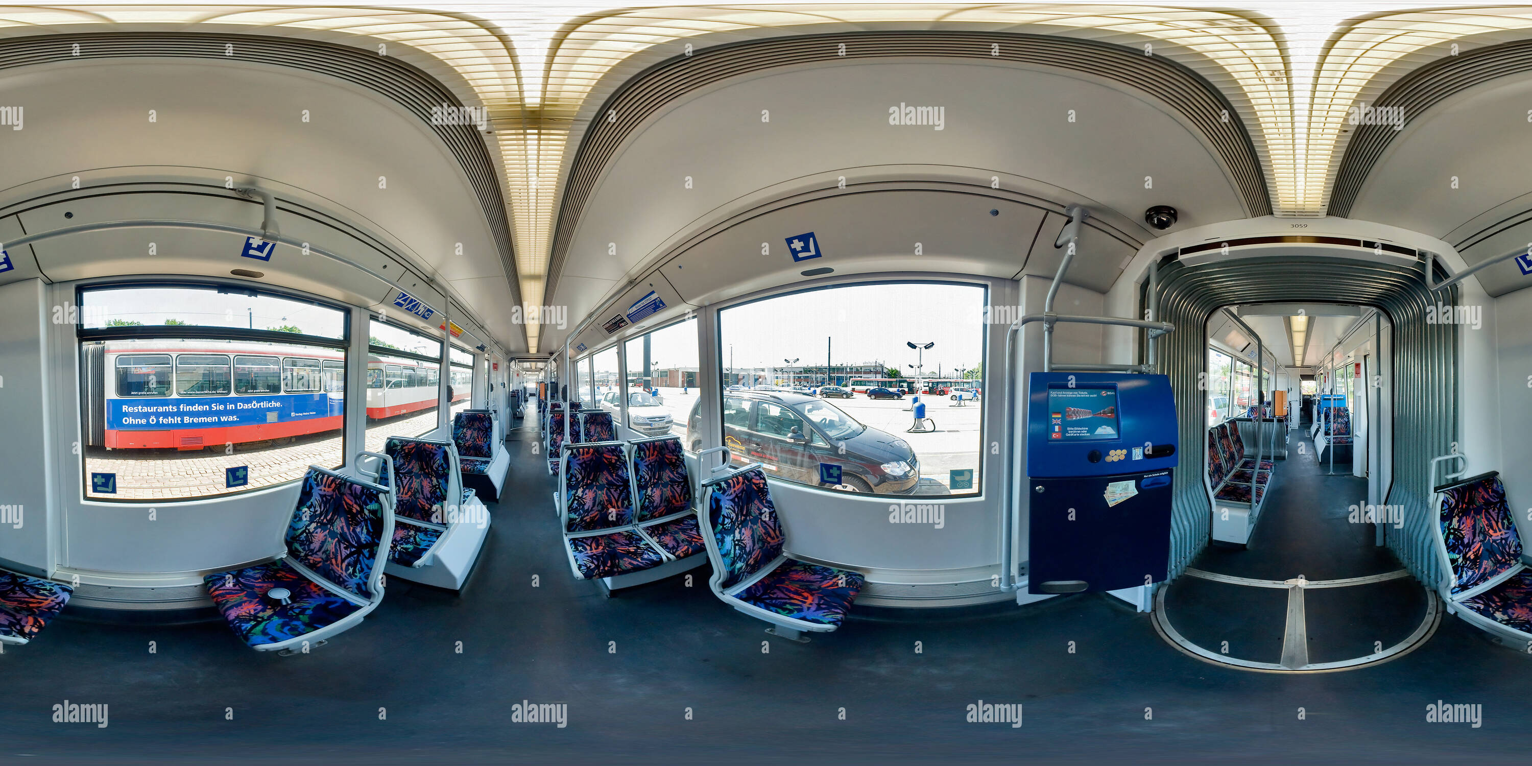 360 degree panoramic view of BSAG Tram GT8N