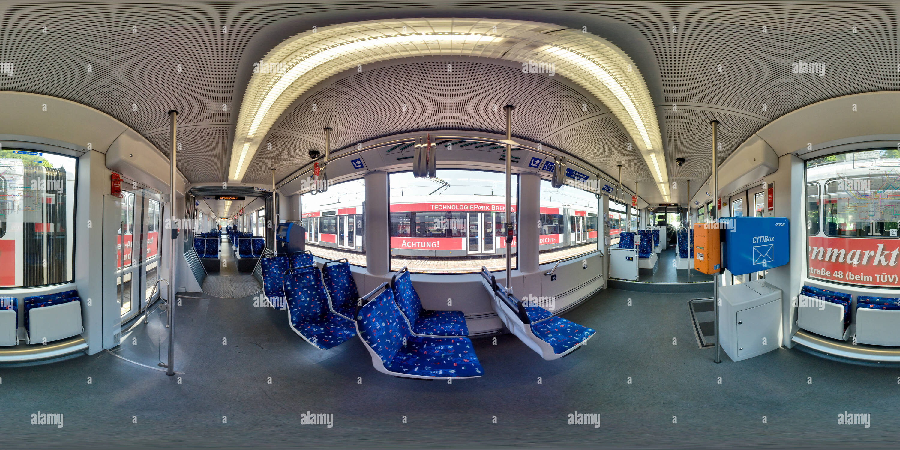 360 degree panoramic view of BSAG Low Floor Tram GT8N1