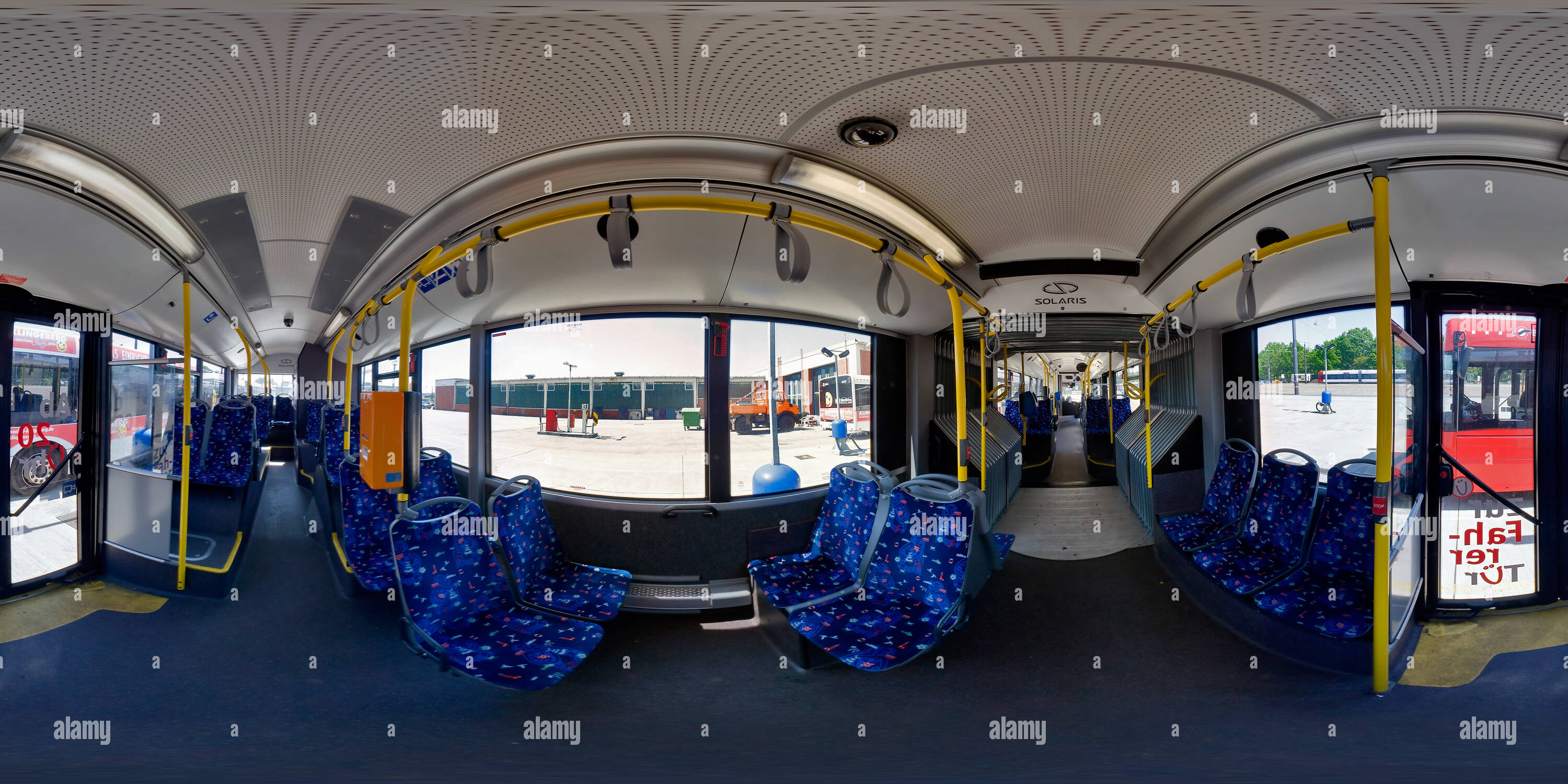 360 degree panoramic view of BSAG Solaris Articulated Bus