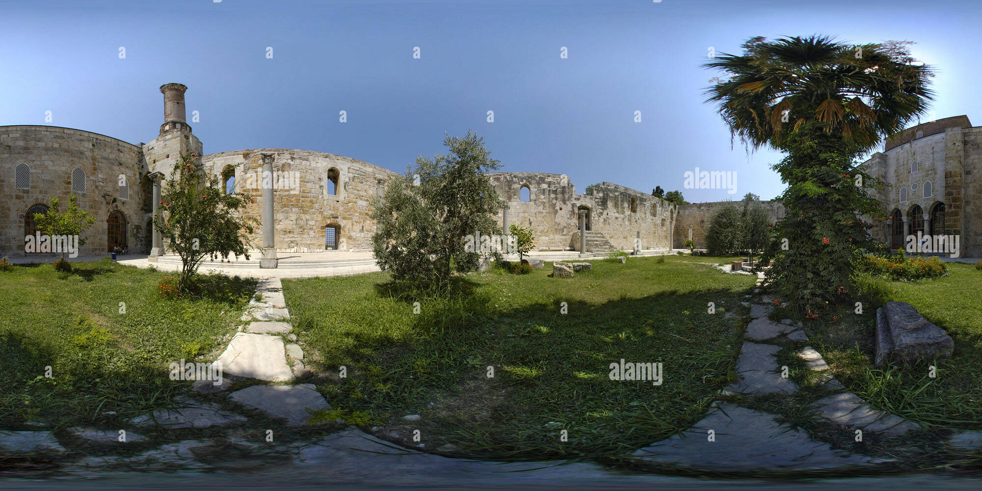 360 degree panoramic view of Isa Bey Mosque