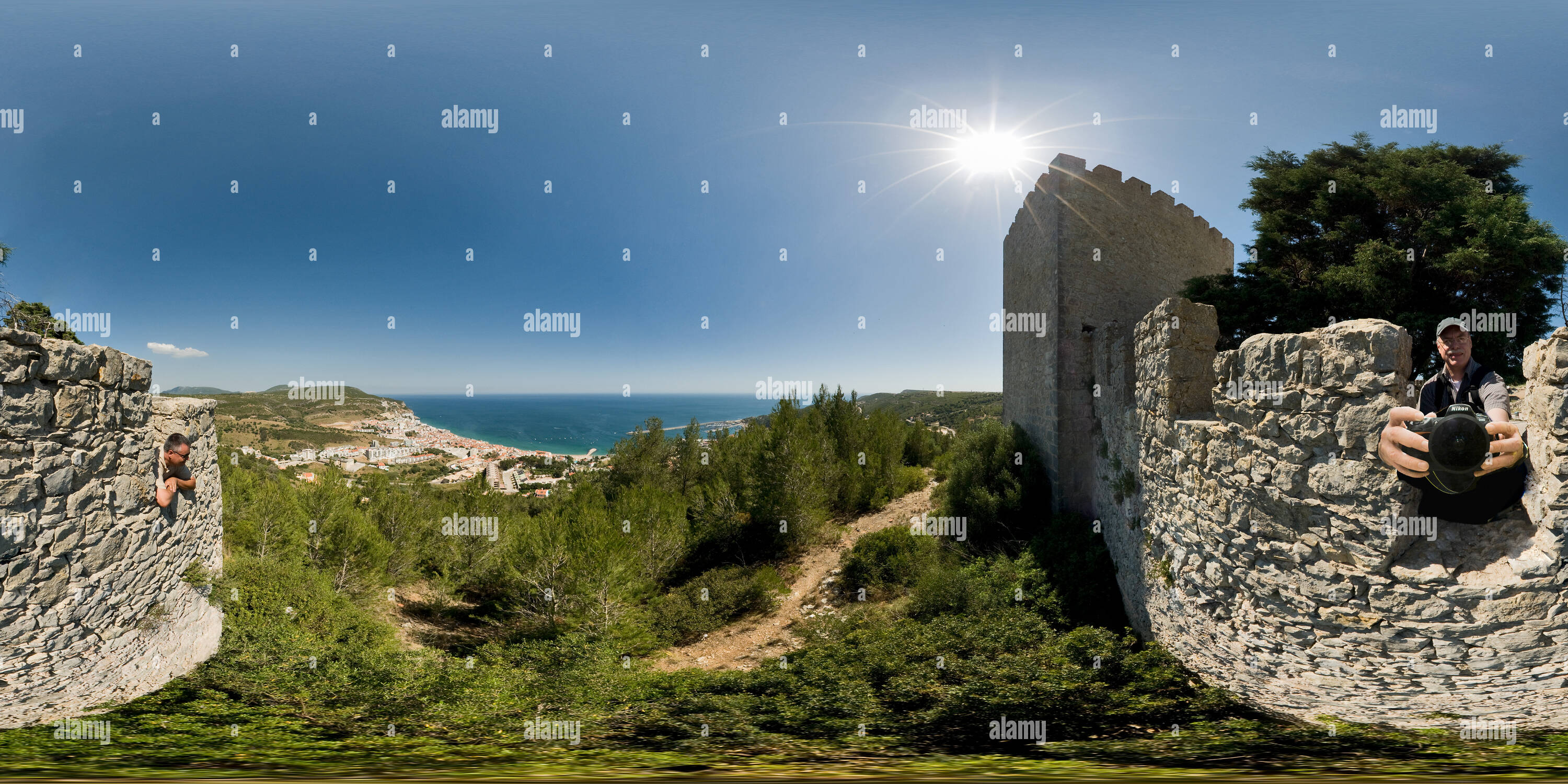 360 degree panoramic view of Sesimbra Castle