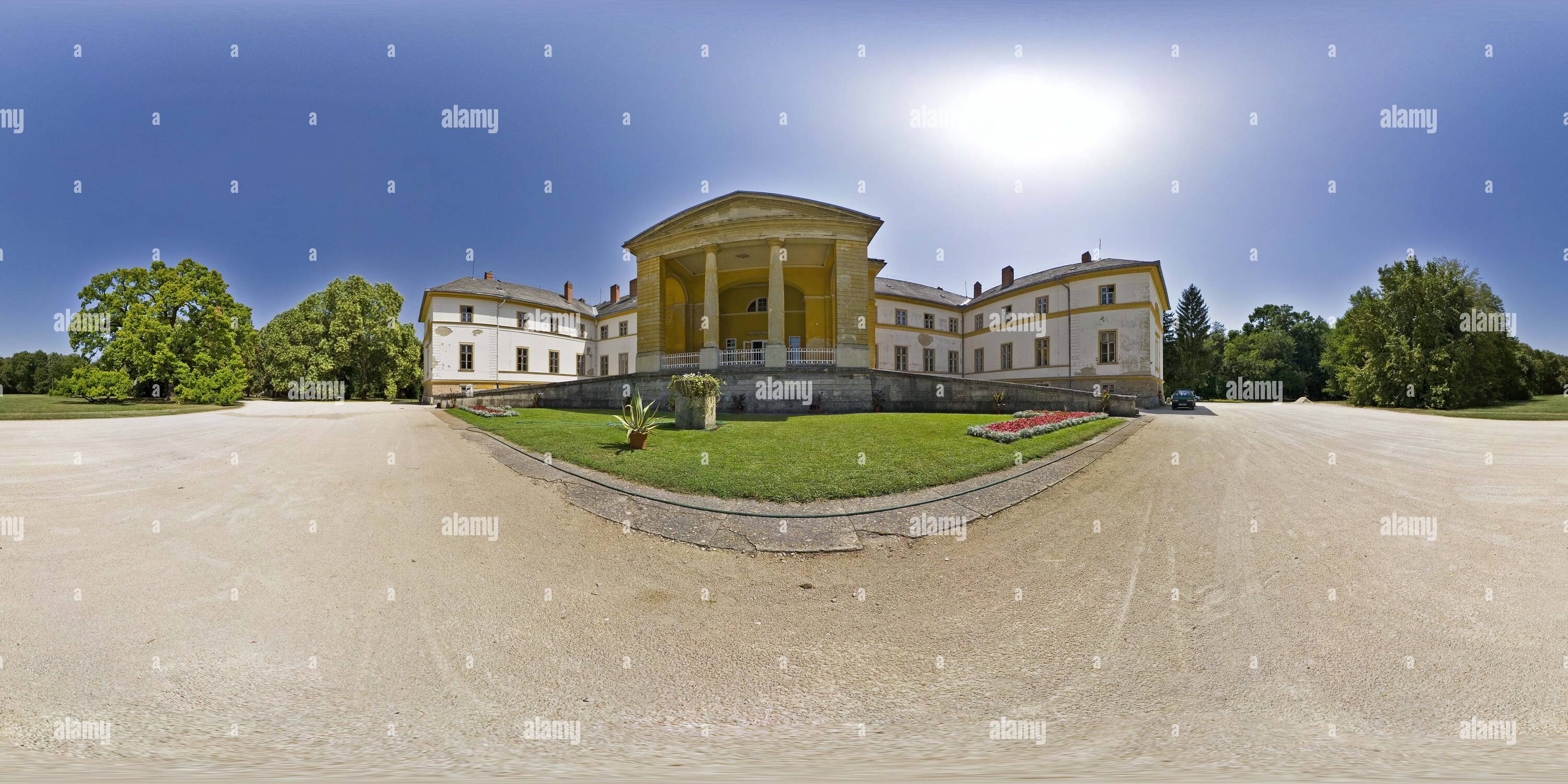 360 degree panoramic view of count Festetics Castle Entrace