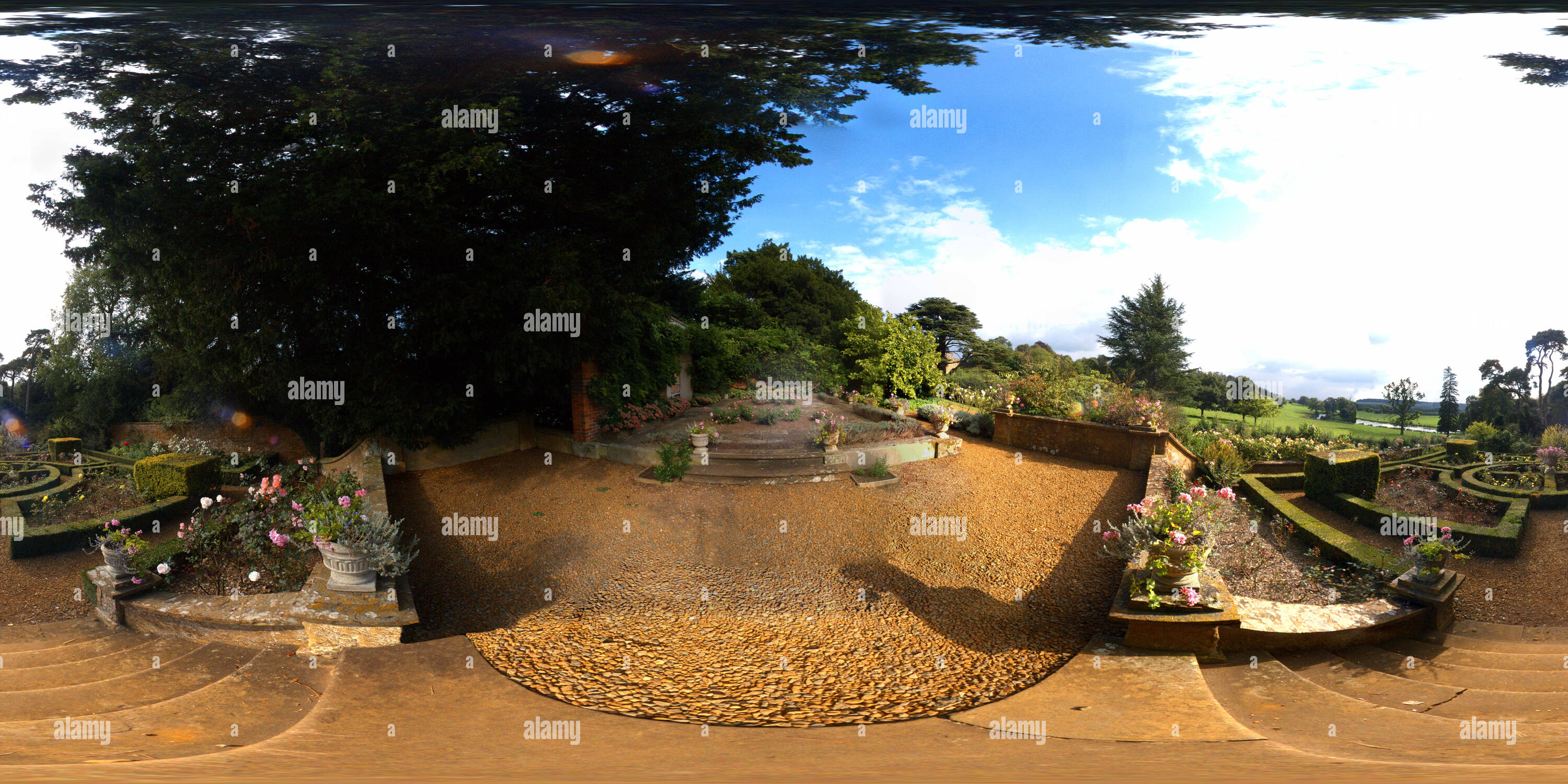 360° view of Farnborough Hall Rose garden Alamy