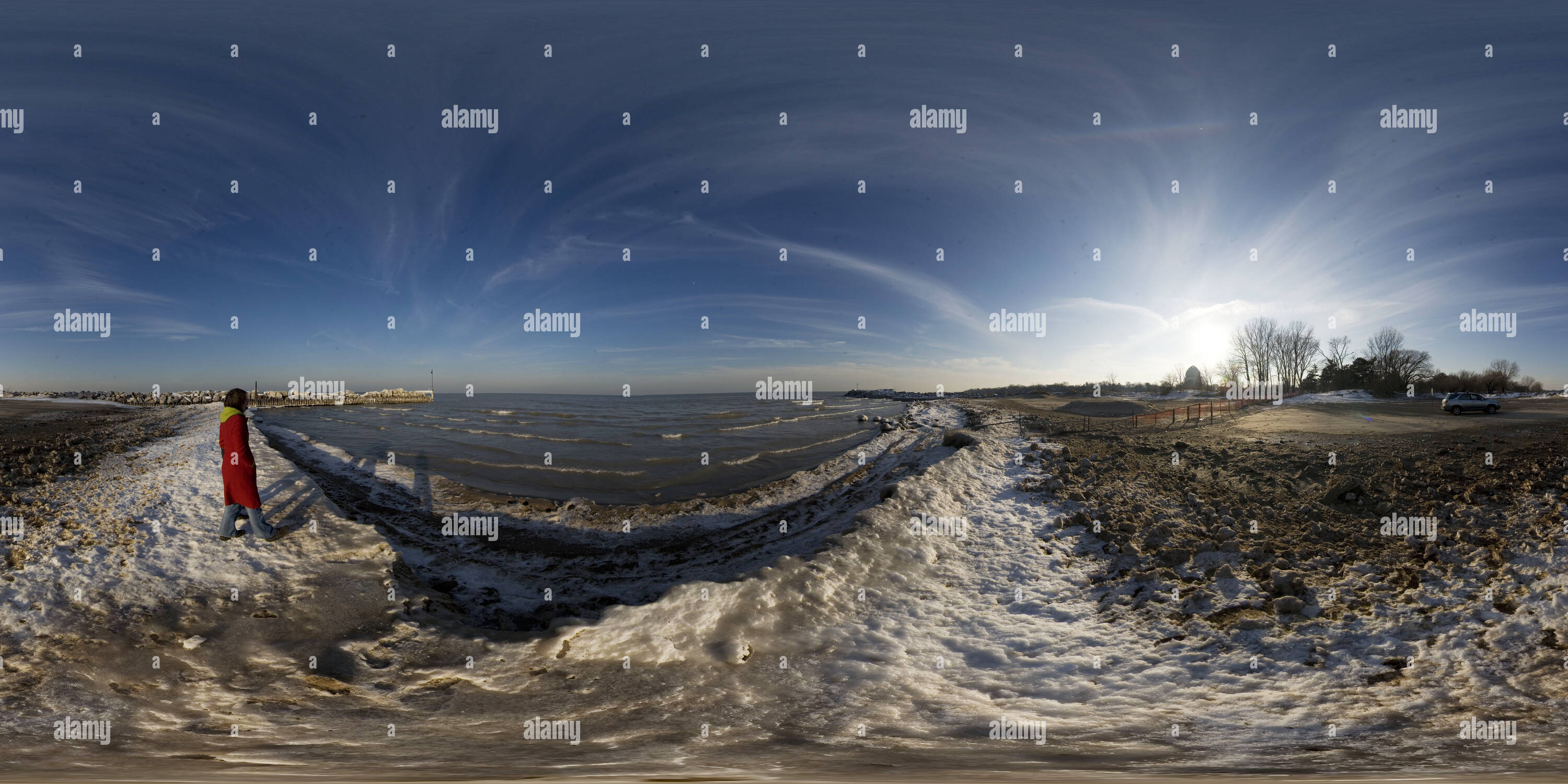 360 degree panoramic view of The Beach at Gillson Park in the Winter