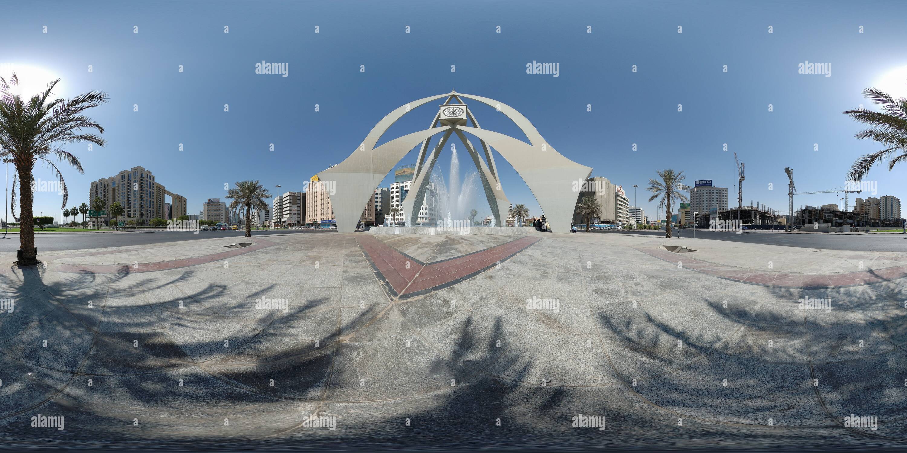 360° View Of Clock Tower Dubai Uae Alamy