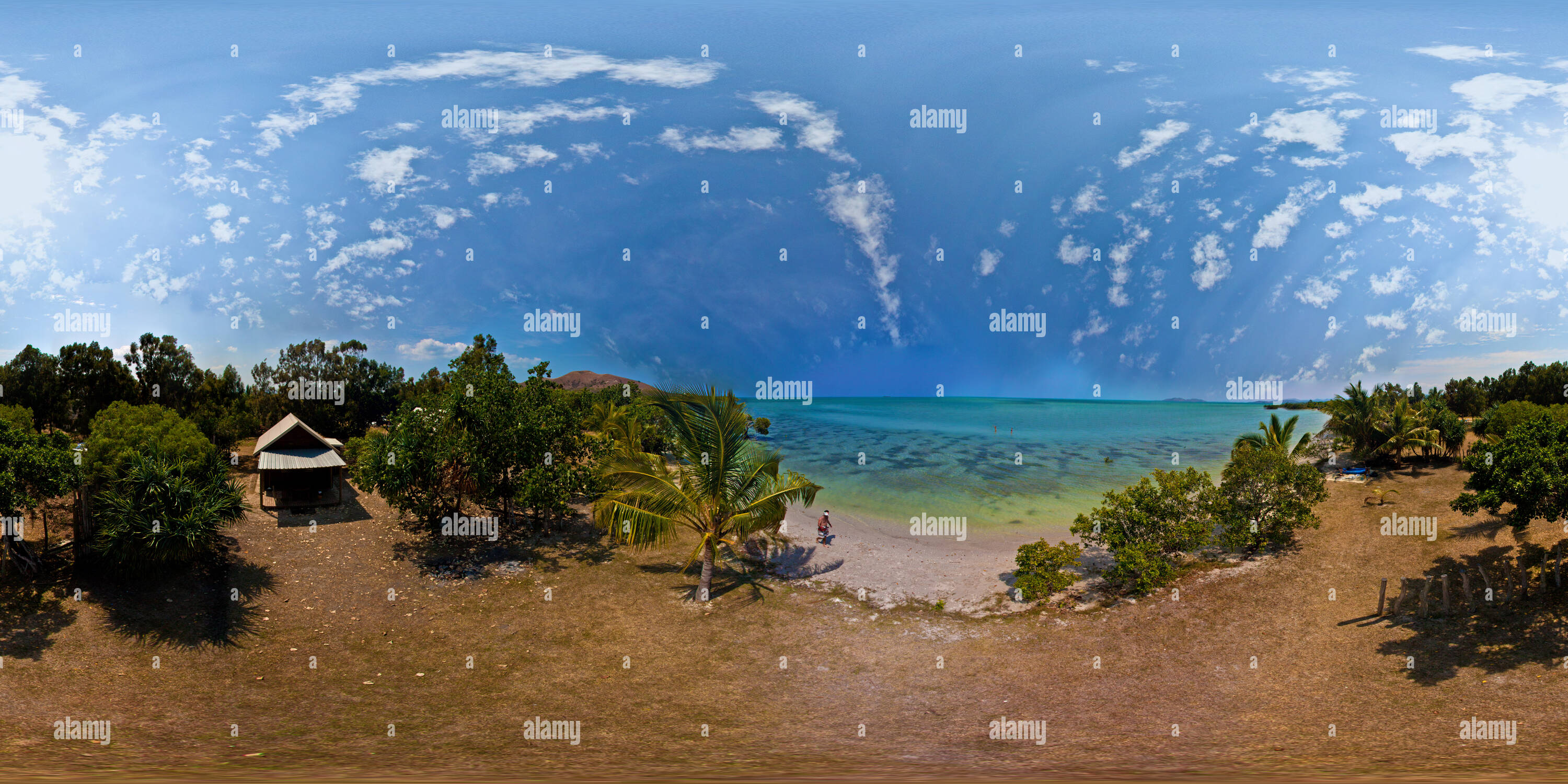 360 degree panoramic view of Flying Over Ouano Surf Camp