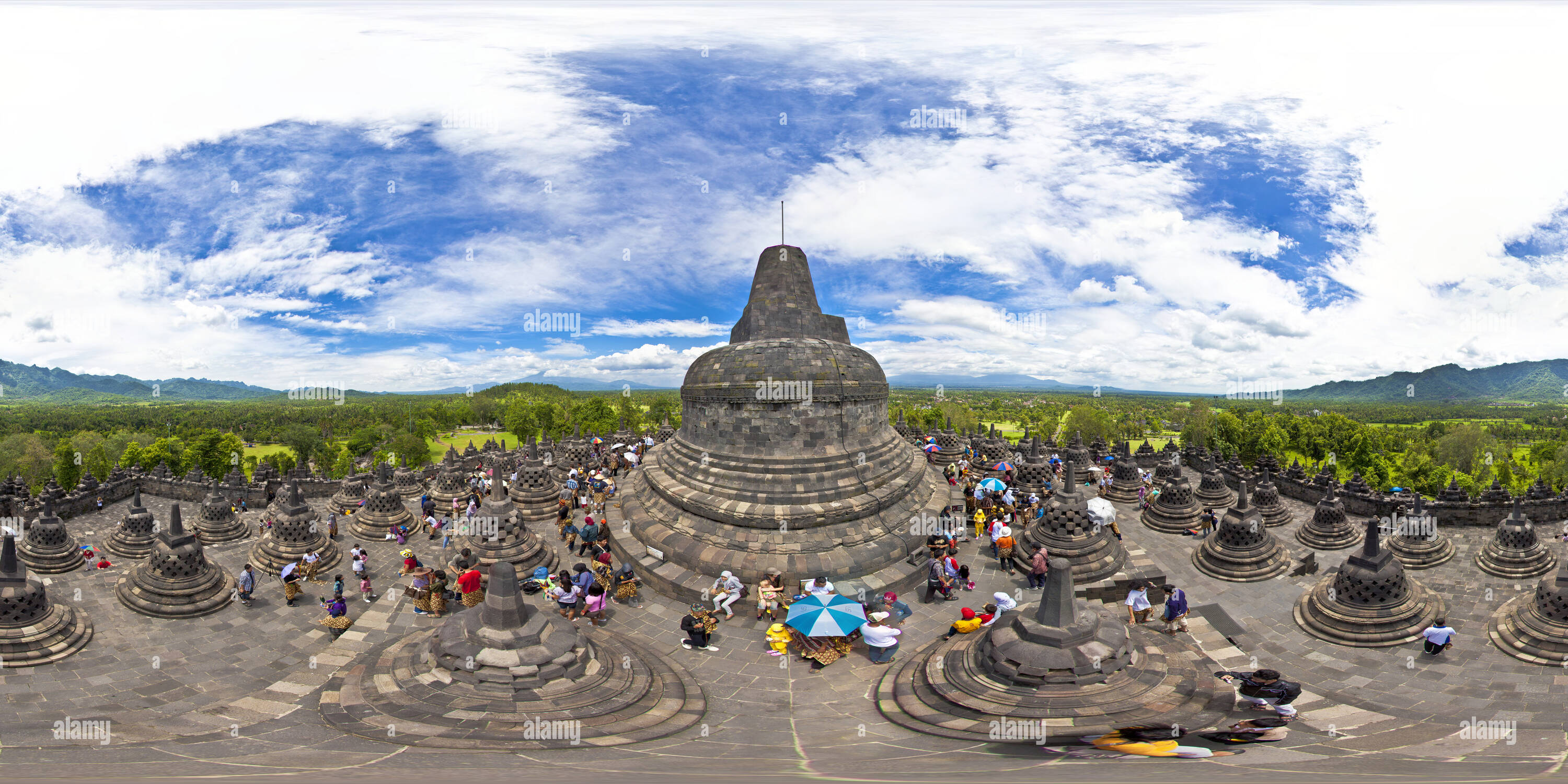 360 degree panoramic view of Borobodur  : Reaching Nirvana