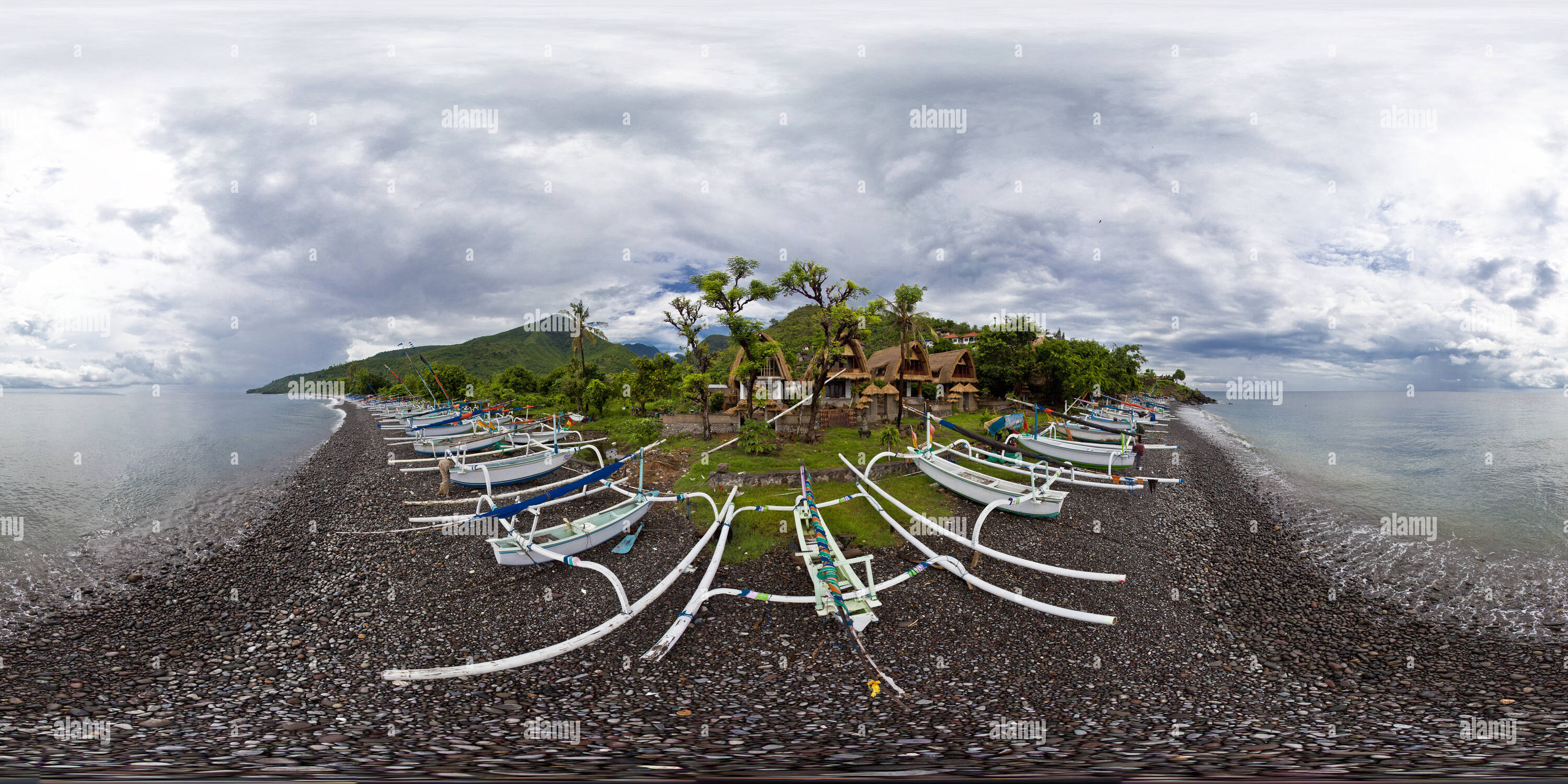 360 degree panoramic view of Amed Beach Fishing Boats
