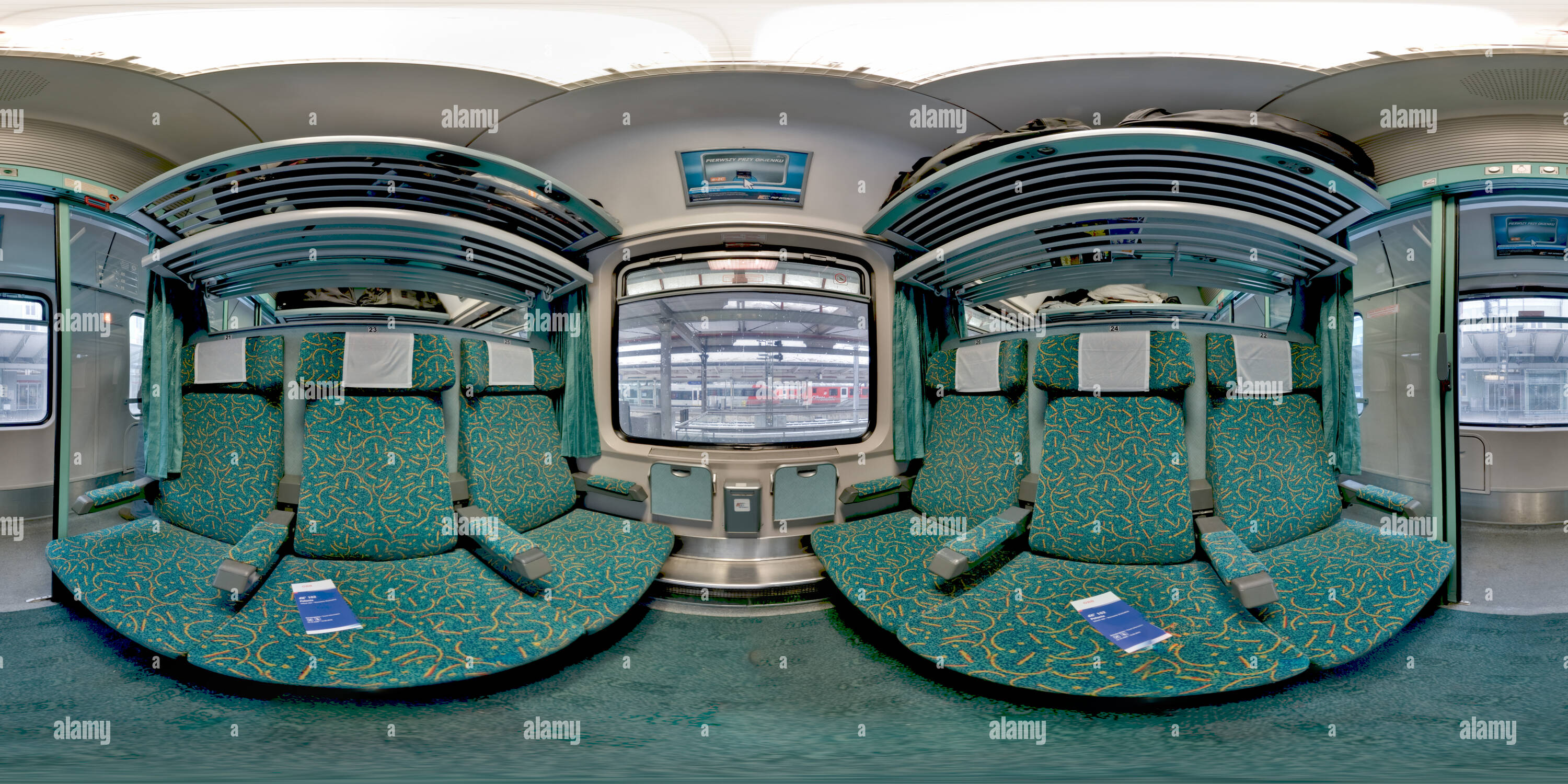 360 degree panoramic view of Polish Eurocity Train 2nd Class
