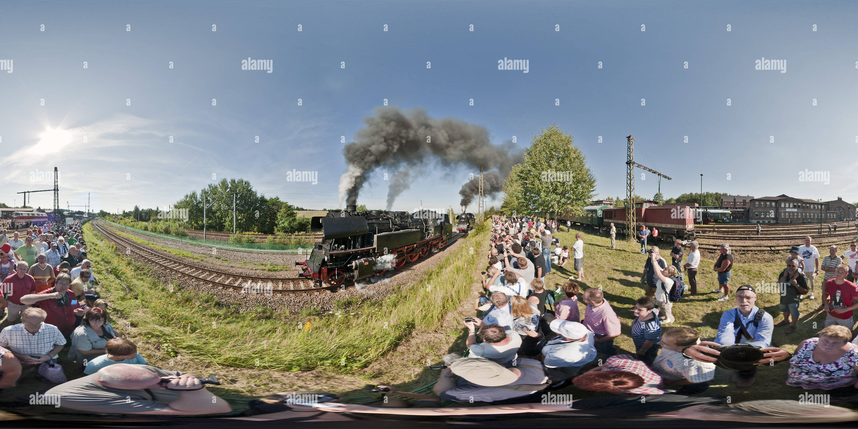 360 degree panoramic view of Dampflokparade - Steam Trains