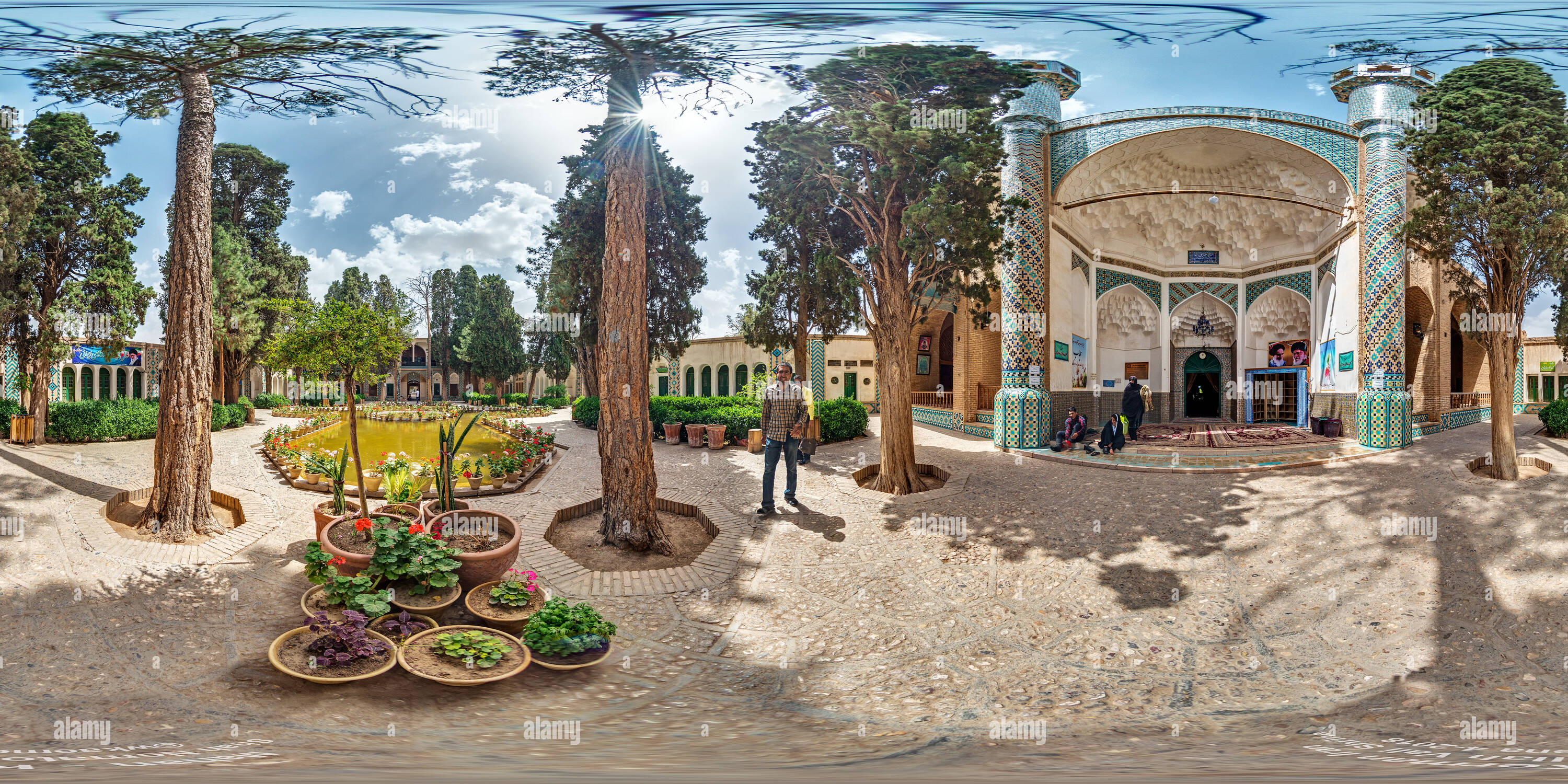 360 degree panoramic view of Shah Nematollah Vali Shrine Mahan Kerman Iran