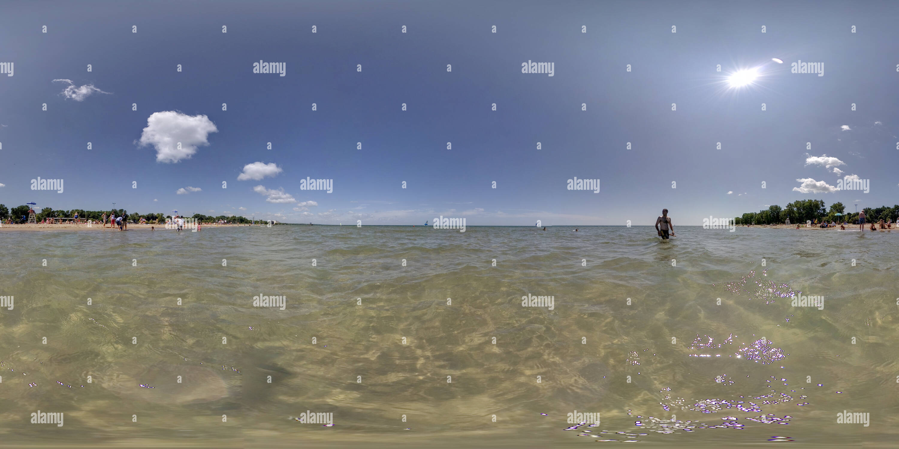 360 degree panoramic view of Swimming in Lake Michigan at Gillson Park