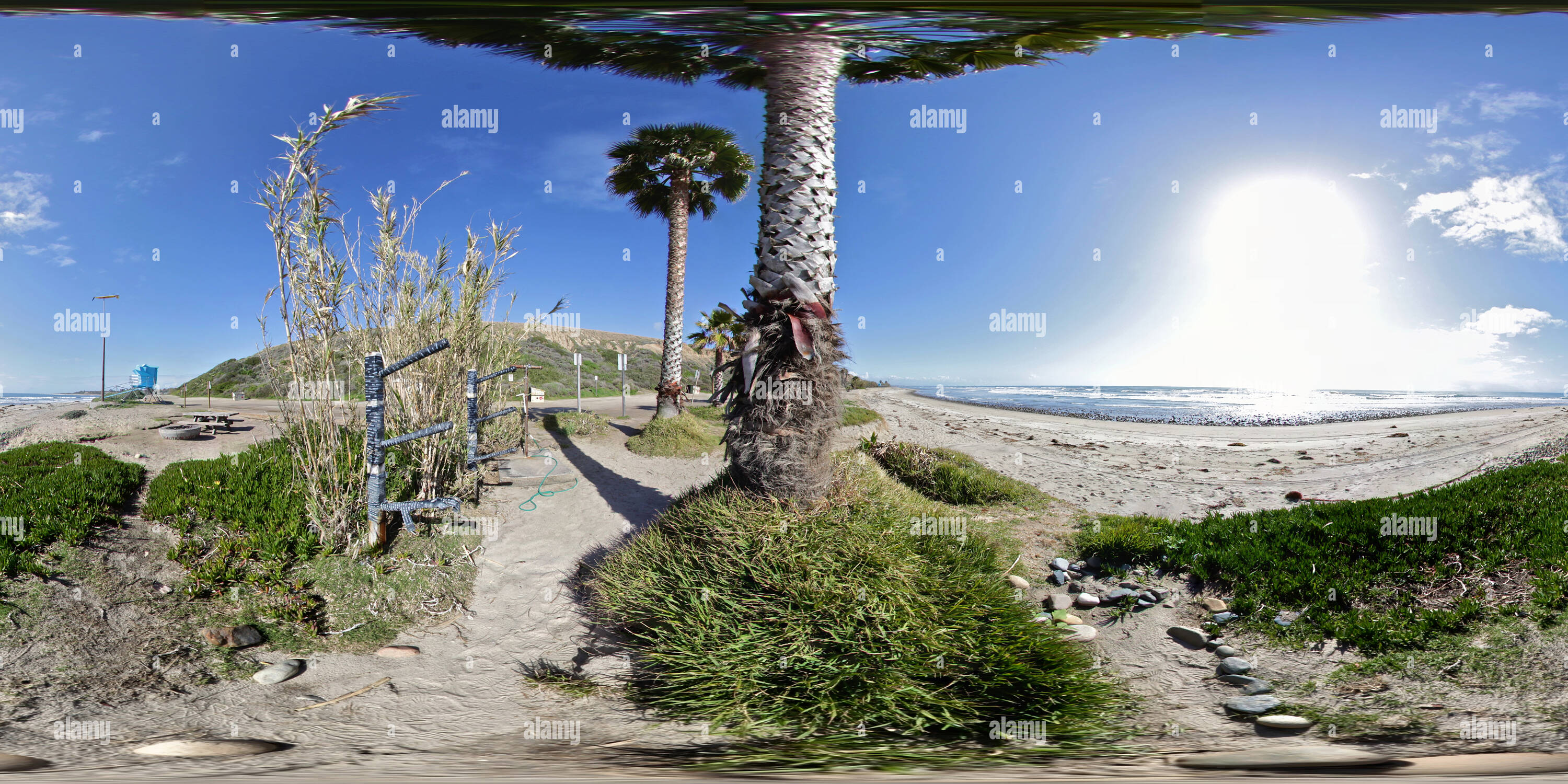 360 degree panoramic view of Old Mans Surf Beach, San Onofre Sate Beach, San Clemente