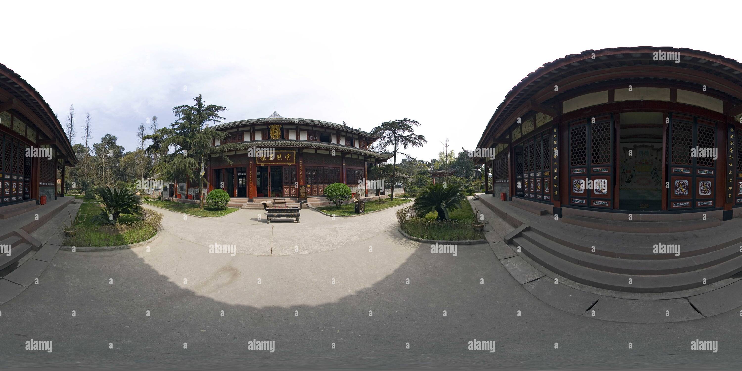 360 degree panoramic view of Goral palace - two immortal Chinese style pavilions