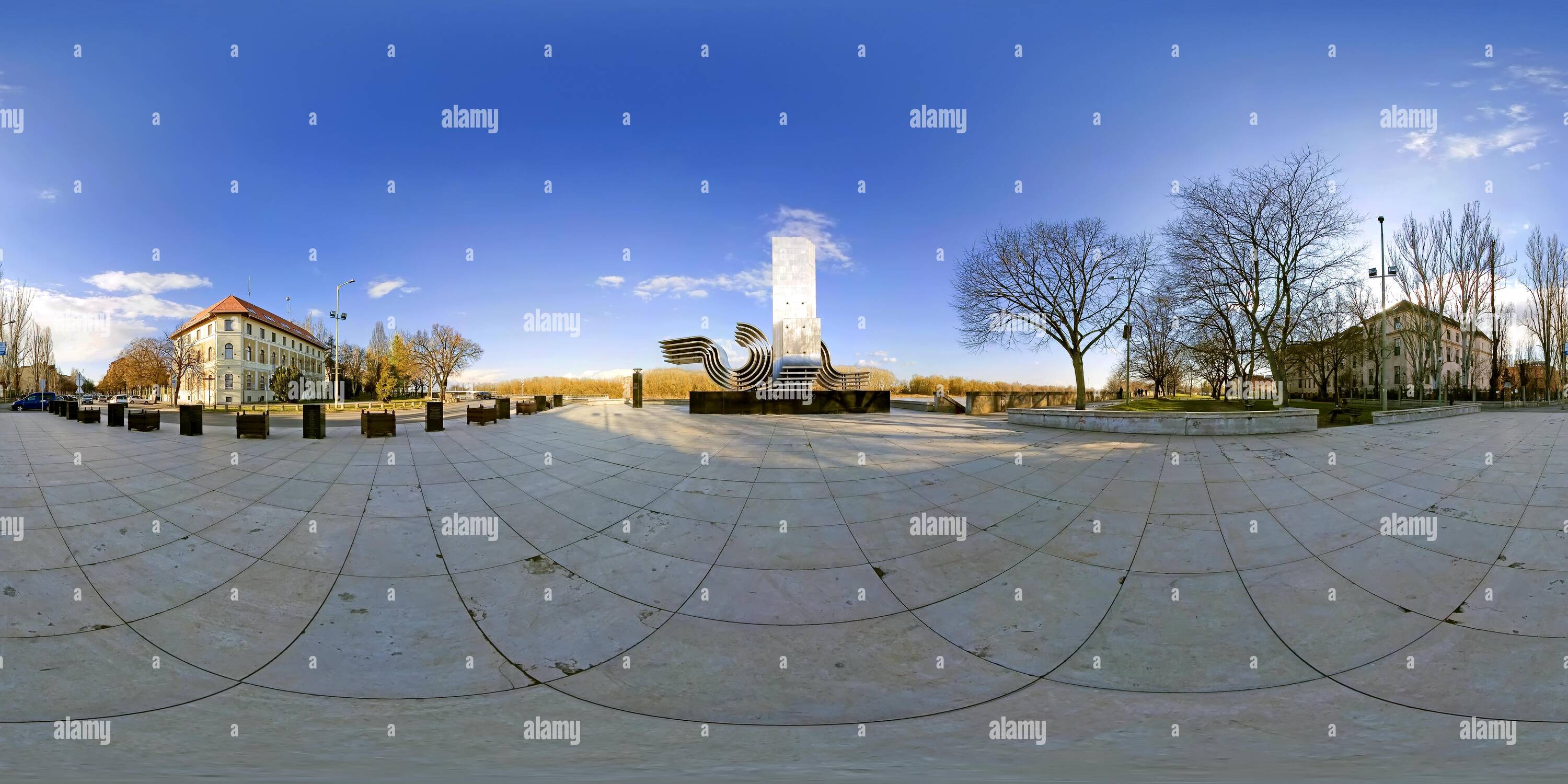 360 degree panoramic view of Szeged 1879 Big Flood Monument