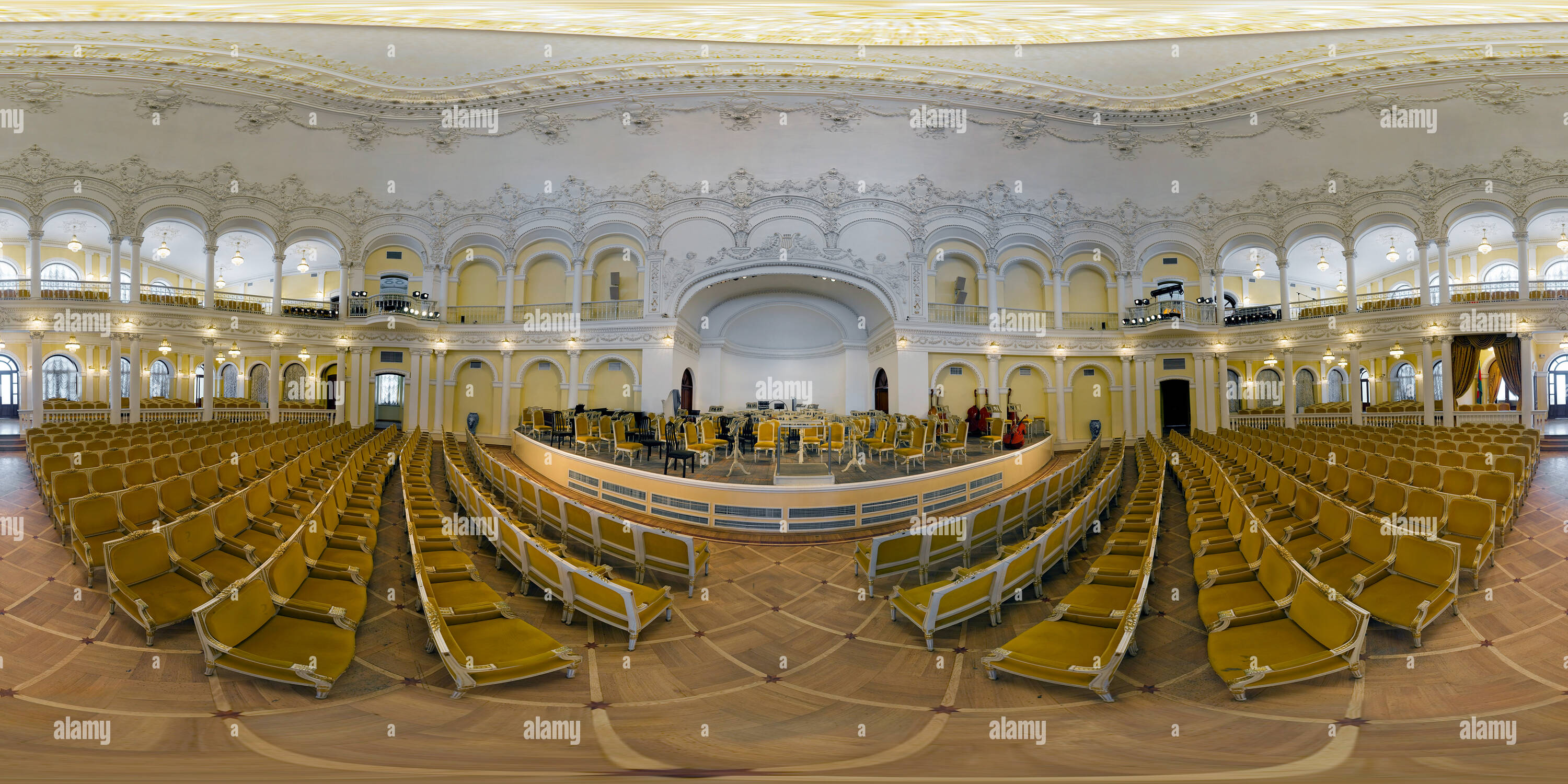 360 degree panoramic view of The Azerbaijan State Philharmonic Hall named after Muslim Magomayev (interior)