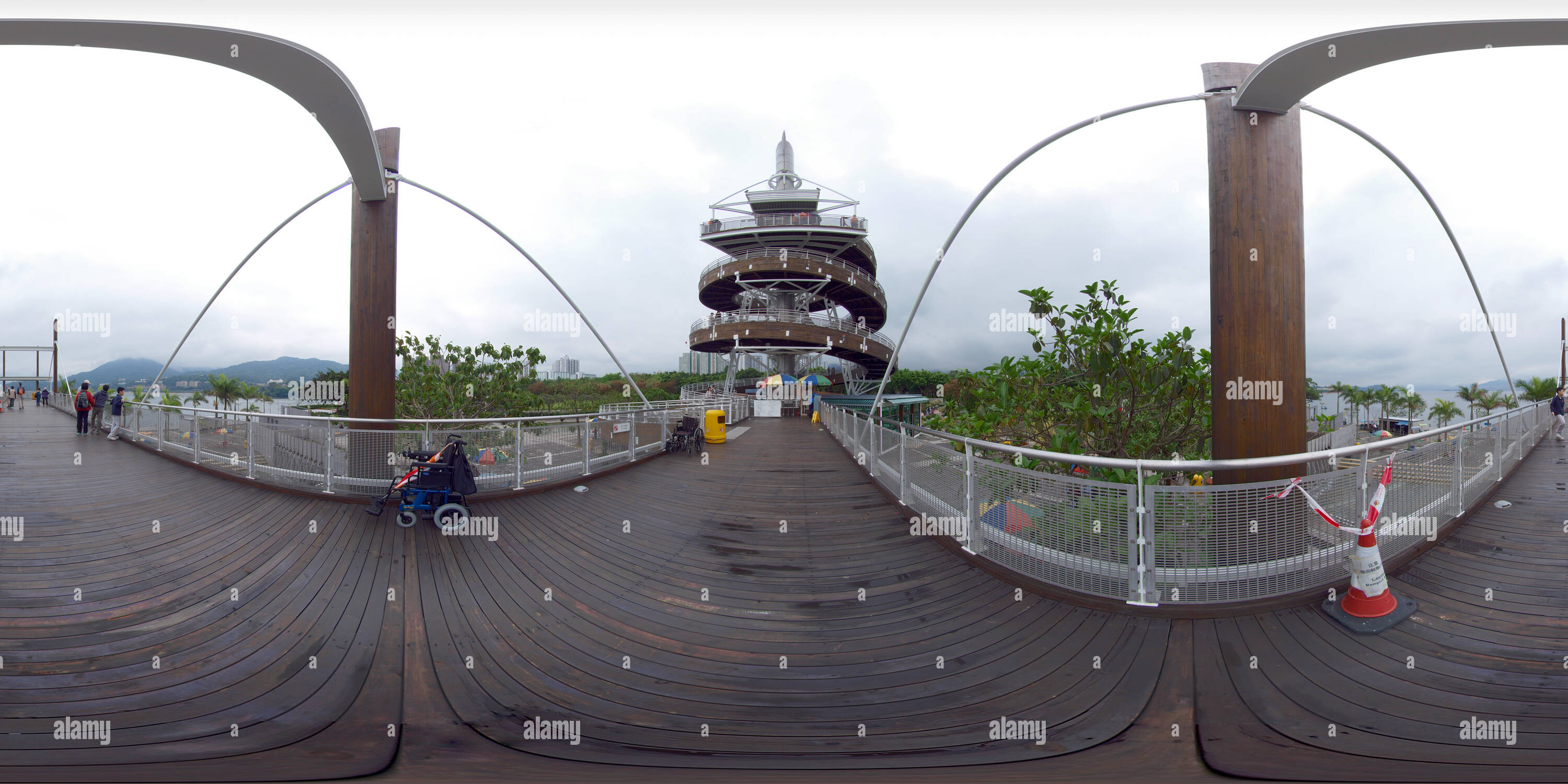 360 degree panoramic view of Tai Po Waterfront Park - Lookout Tower