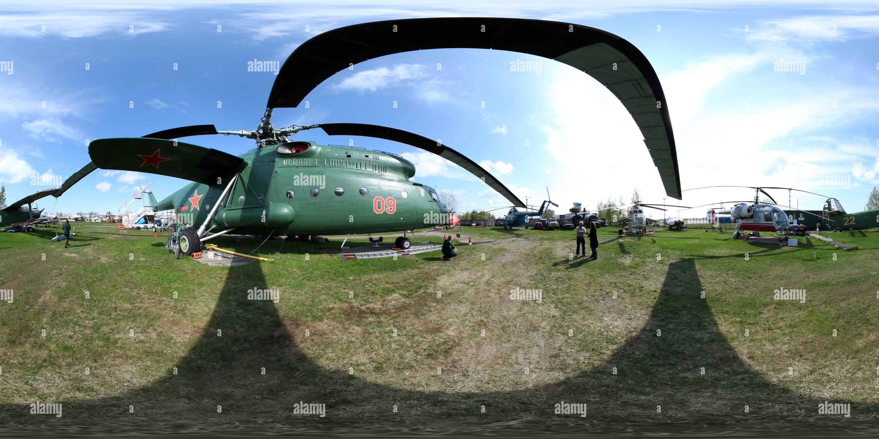 360 degree panoramic view of Soviet heavy transport helicopter Mi-6 at the Riga Aviation Museum, Latvia