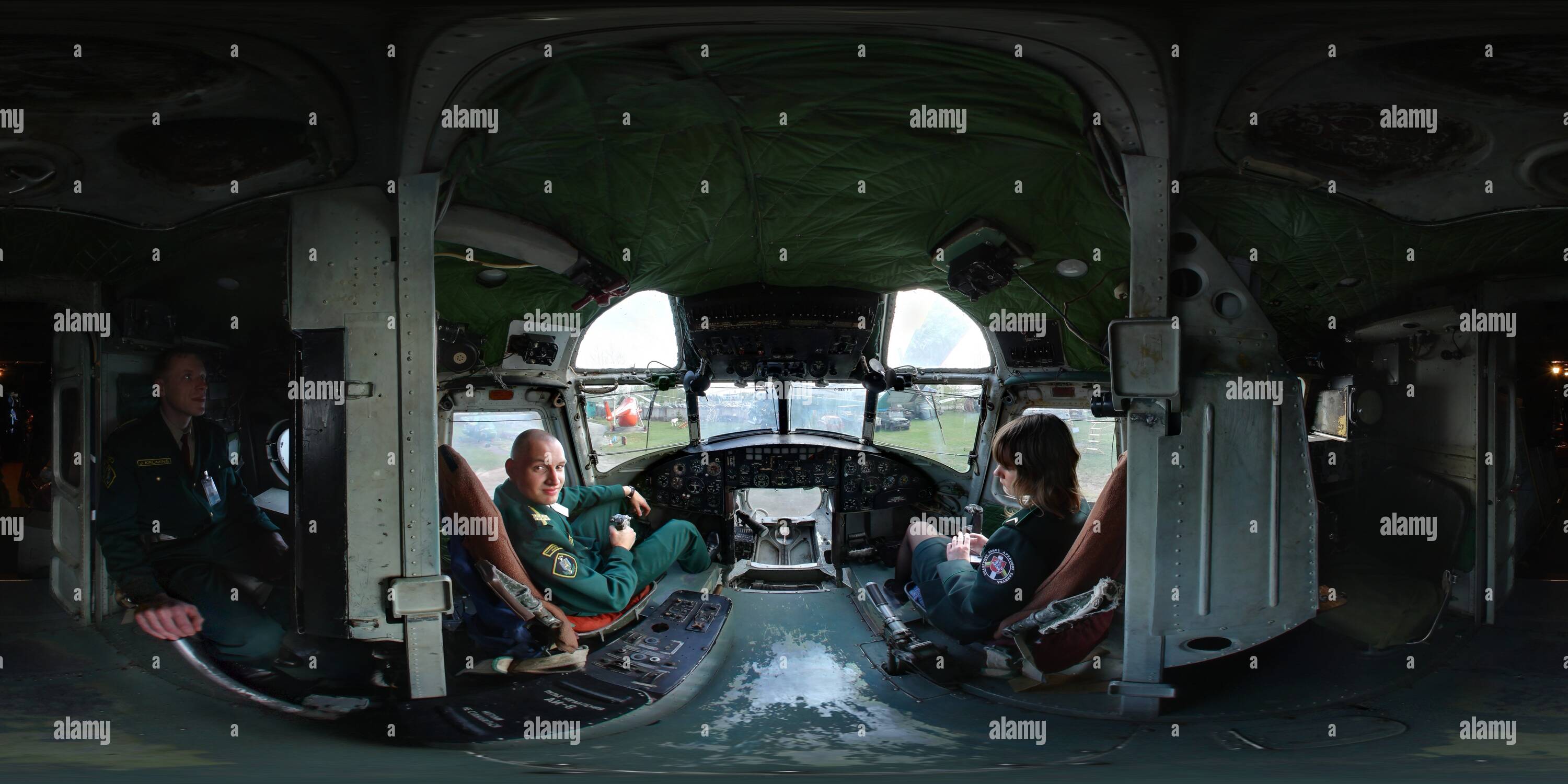 360 degree panoramic view of Cabin of the Soviet heavy transport helicopter Mi-6, Riga Aviation Museum