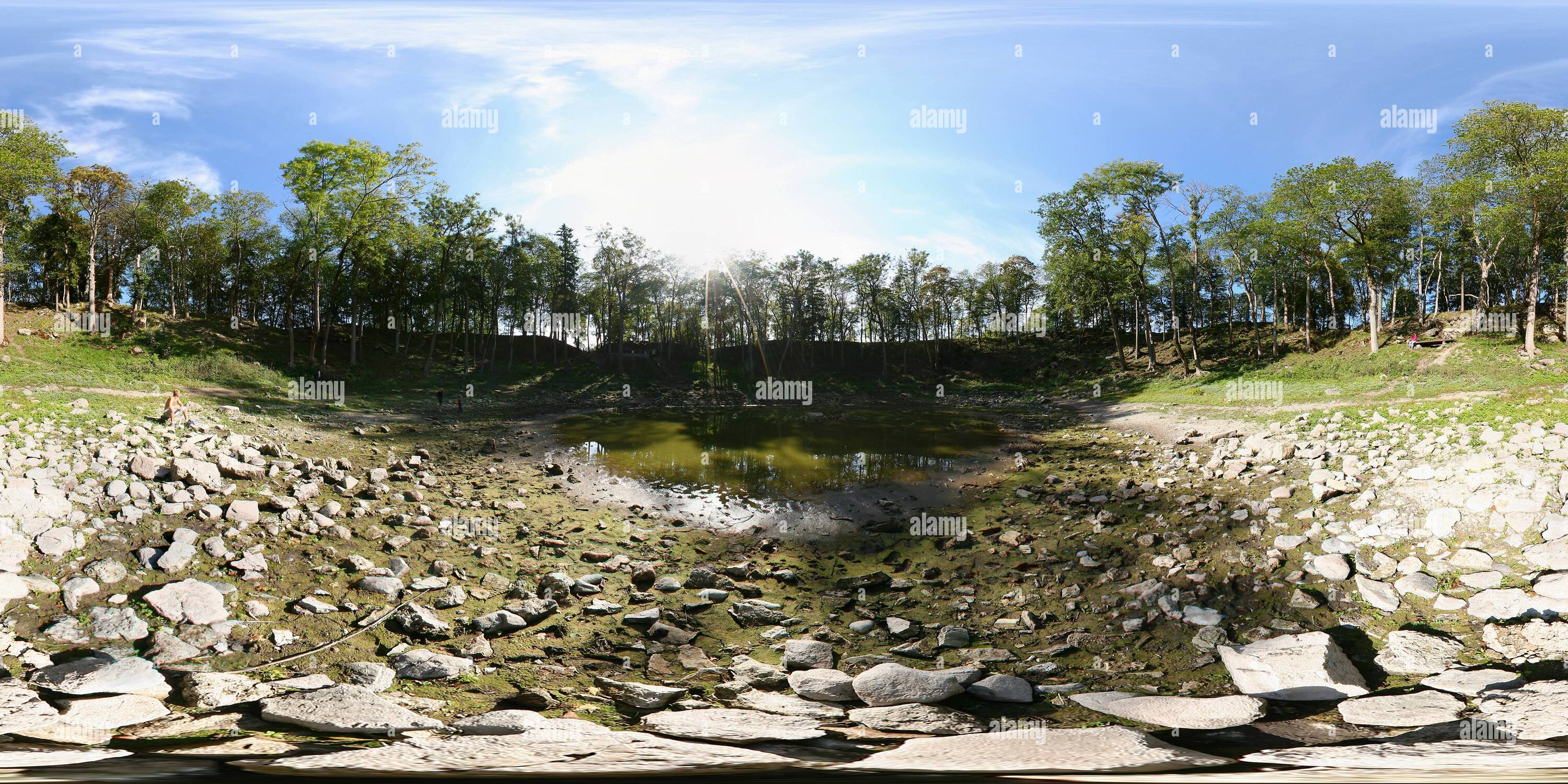 360 degree panoramic view of At the bottom of Kaali meteorite crater on Saarema island, Estonia