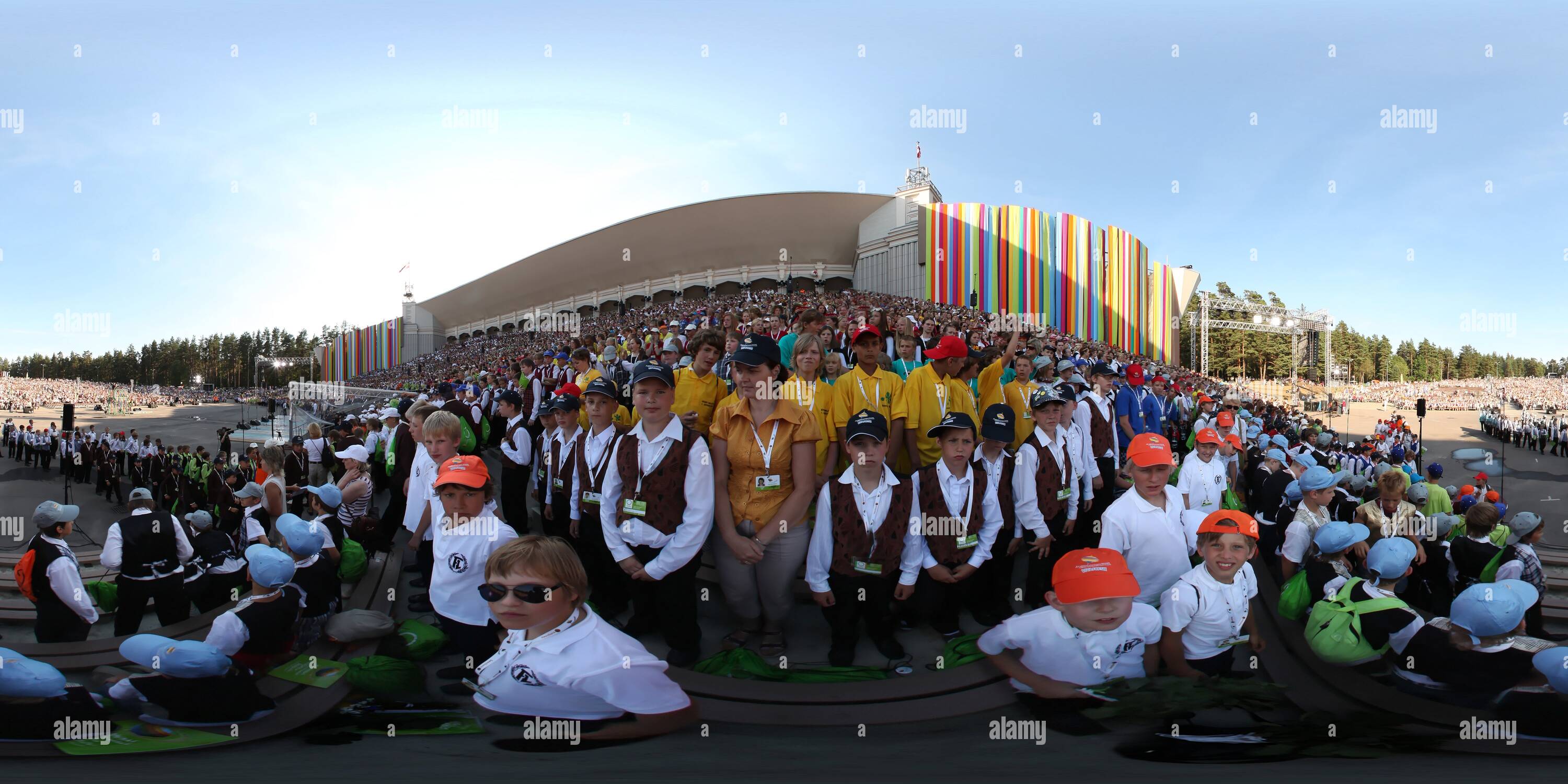 360 degree panoramic view of At the stage during the 10th Latvian Youth Song and Dance Celebration in Riga