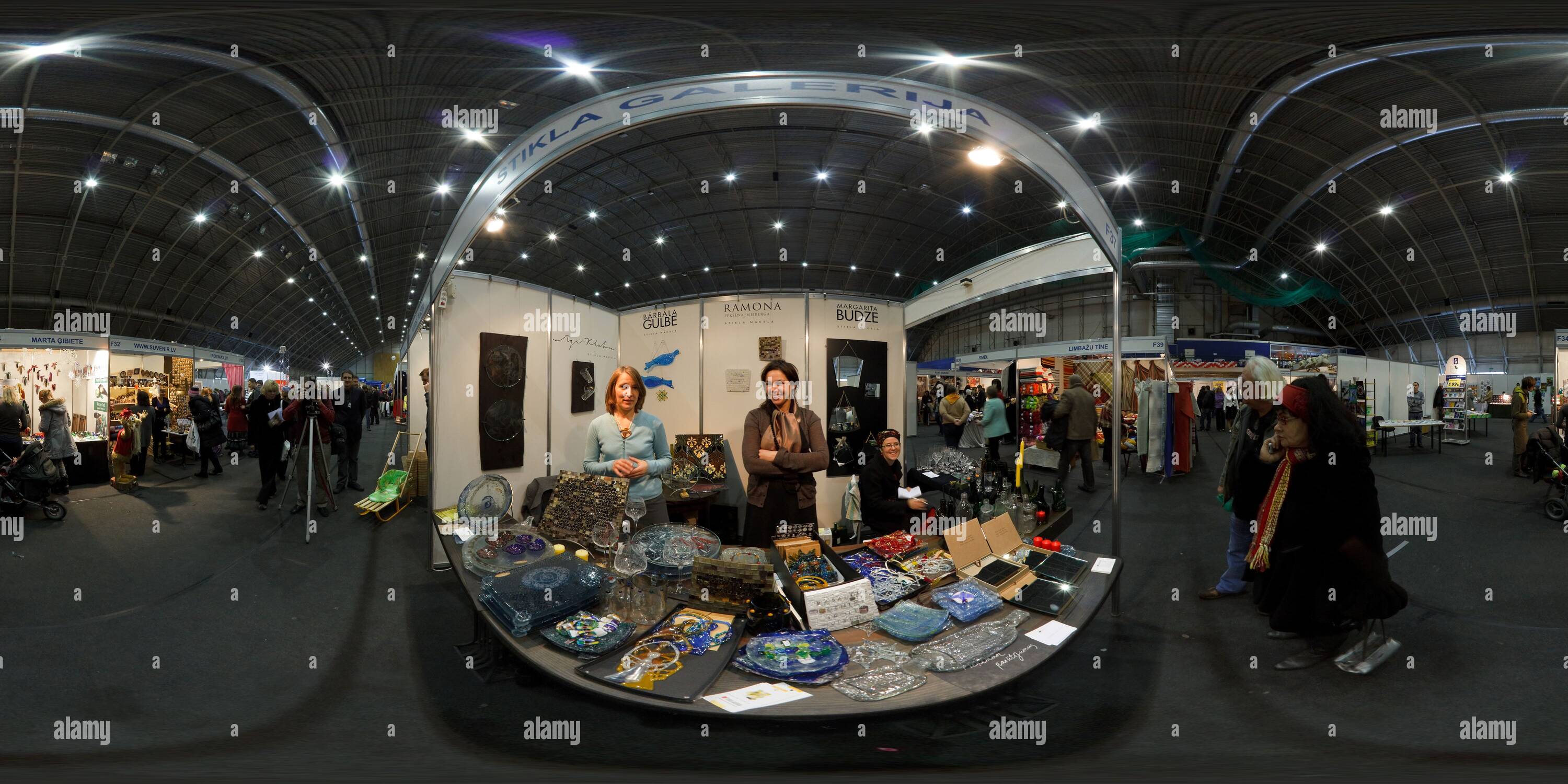 360 degree panoramic view of Latvian glass artists at the exhibition Made in Latvia 2010